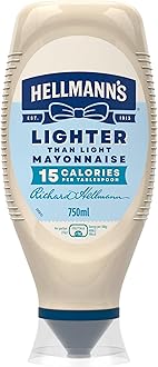 Hellmann's Lighter than Light Mayonnaise 100% recycled plastic bottle light mayo for sandwiches, wraps, and salads 750 ml