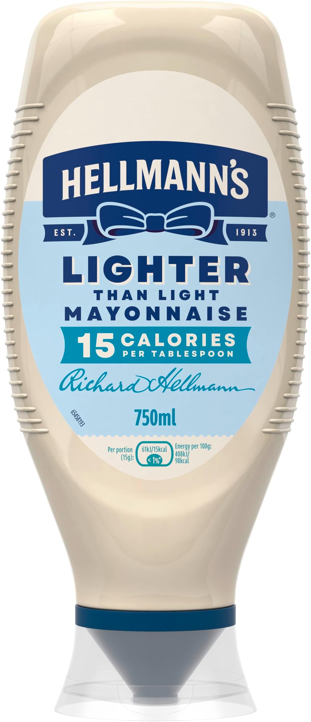 Lighter than Light Mayonnaise 100% recycled plastic bottle light mayo for sandwiches, wraps, and salads 750 ml