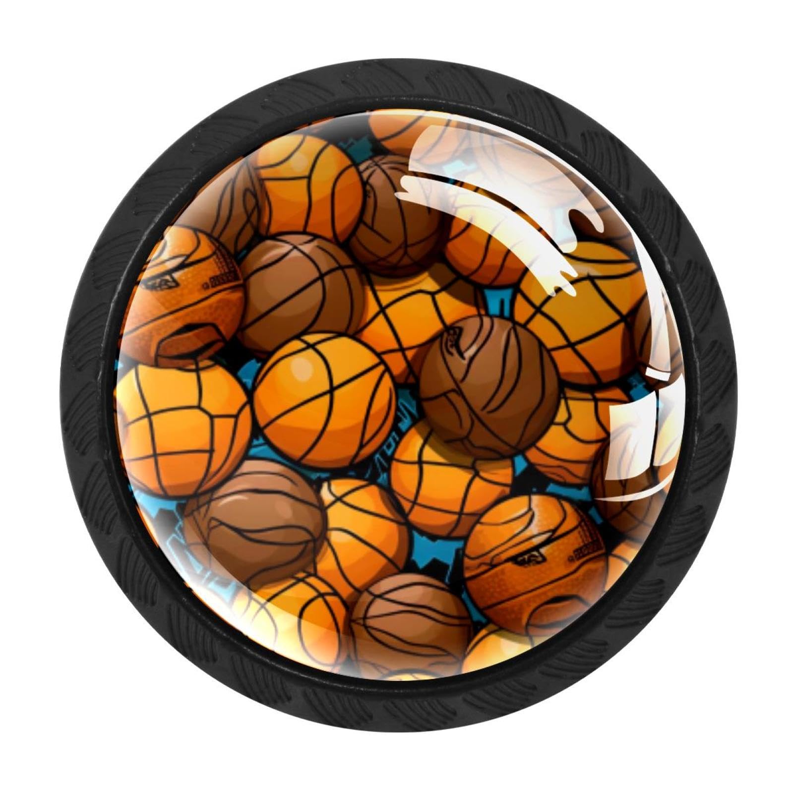 Chenzzzz Multicolored 07 4 Pack Cabinet Handles Black Basketball Cabinet Knobs Draw