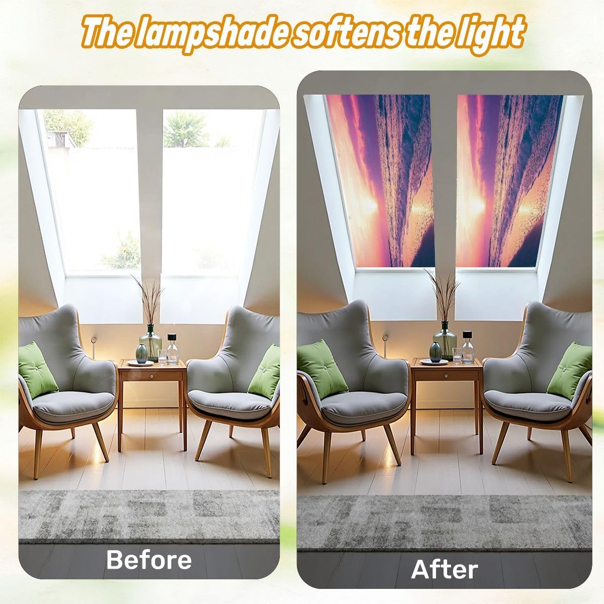 Fluorescent Light Covers for Ceiling Lights Seascape Evening Sunset sea Nature Landscape Easy to Install Magnetic Light Filter for Classroom Office Hospitals School Home Decor