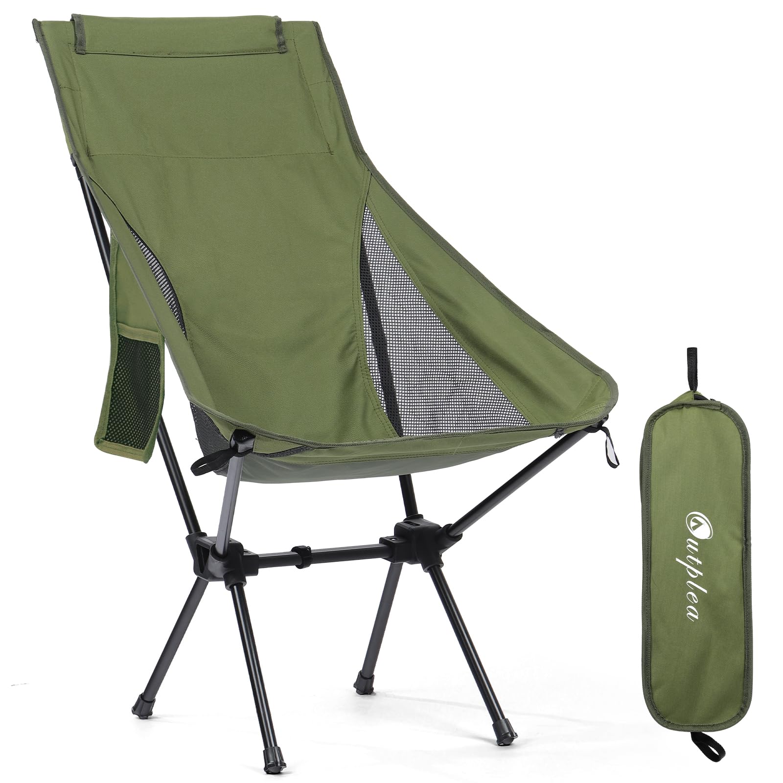 Outplea High Back Lightweight Compact Camping Chair for Adults, Outdoor Folding Chair Backpacking for Beach Fishing, Geen โ image 1