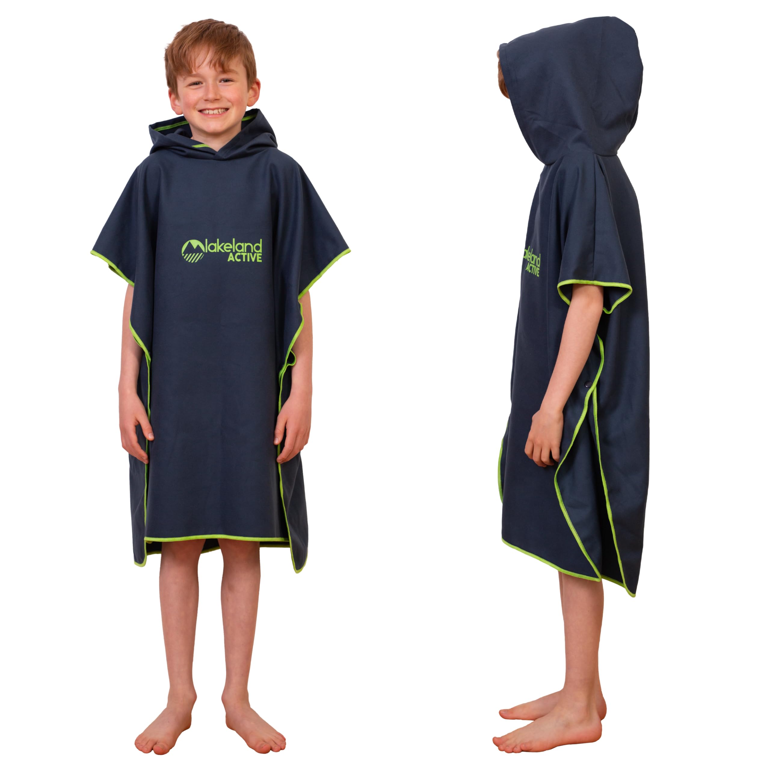 Poncho Asciugamano Con Cappuccio Per Bambini 5-10 Anni - Microfibra Assorbente, Asciugatura Rapida - Foto 3