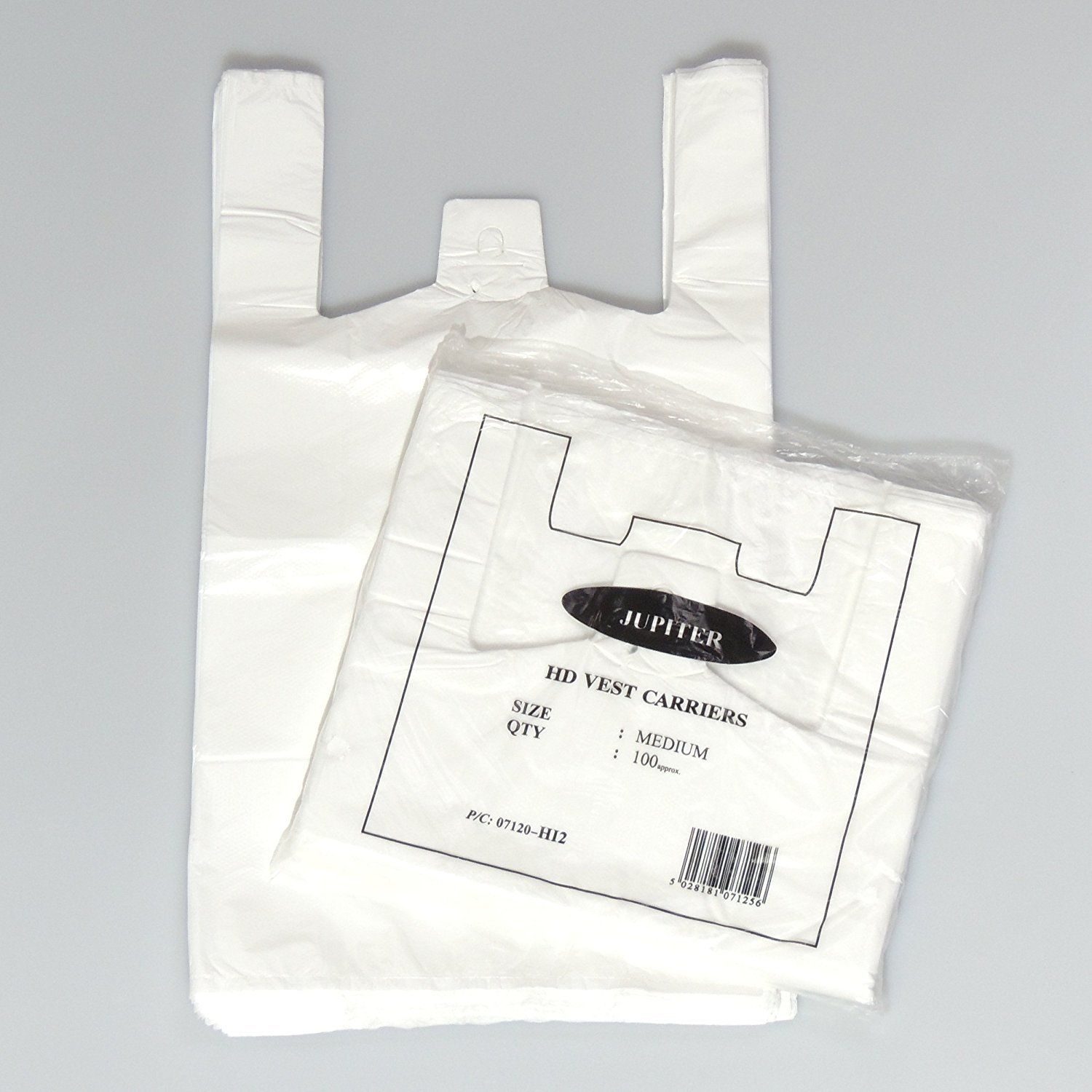 Thali Outlet® - 2000 x Medium White Vest Plastic Carrier Bags 10"x15"x18" - Jupiter