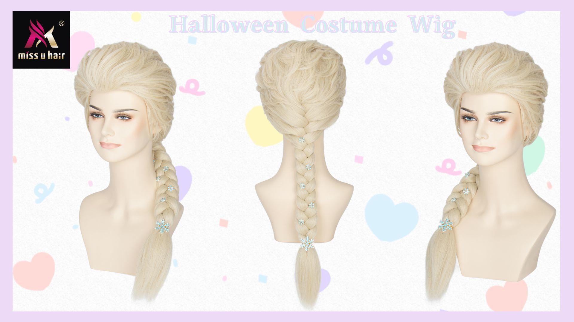 Women Blonde Braided Wig with Snowflake Hairpin Cosplay Costume Accessory Amazon.com: IMEYLE 14 Pcs Set Long Blonde White Cosplay Wig  main image 4