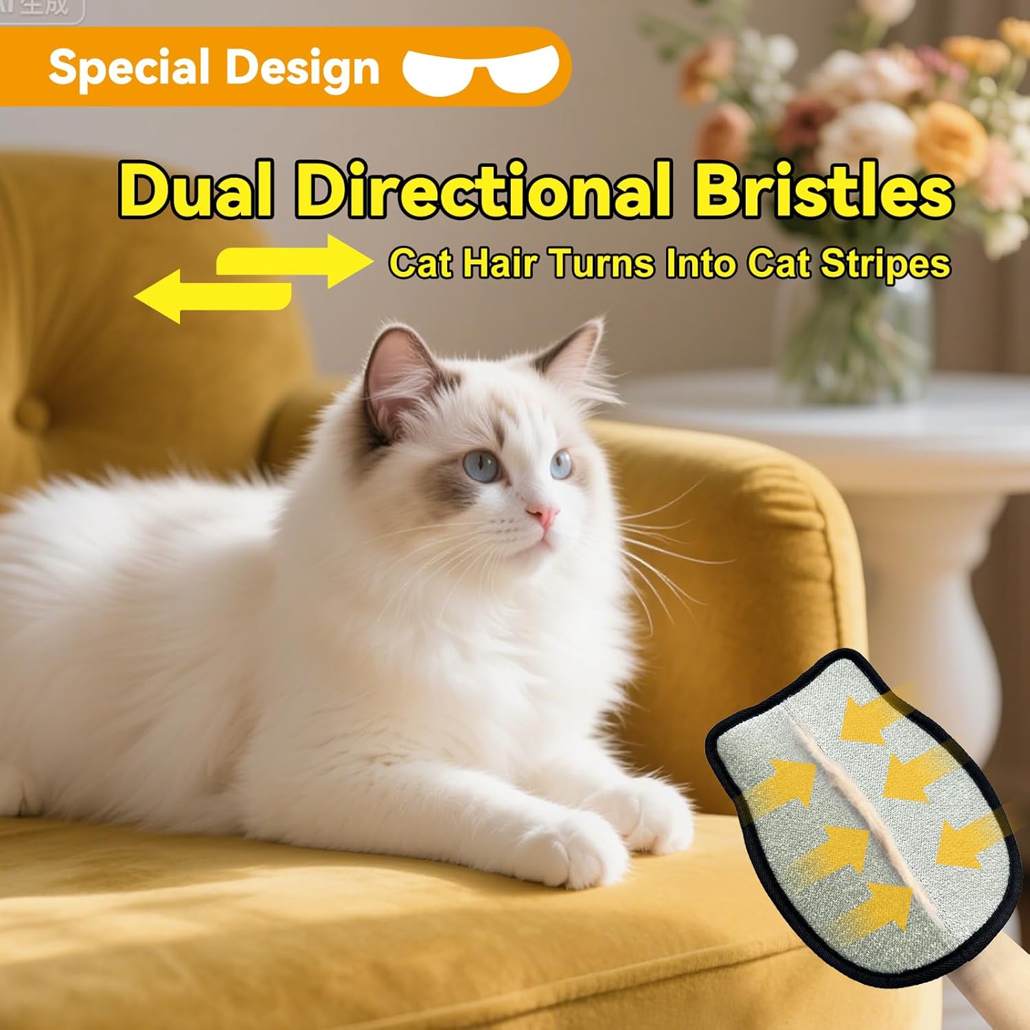 Upgraded Pet Hair Removal Glove: Static Cleaning Design Efficiently Removes Cat Dog Hair from Clothes Sofas Carpets Car Seats Reusable Fabric-Safe Suitable for Pet Owners at Home Travel