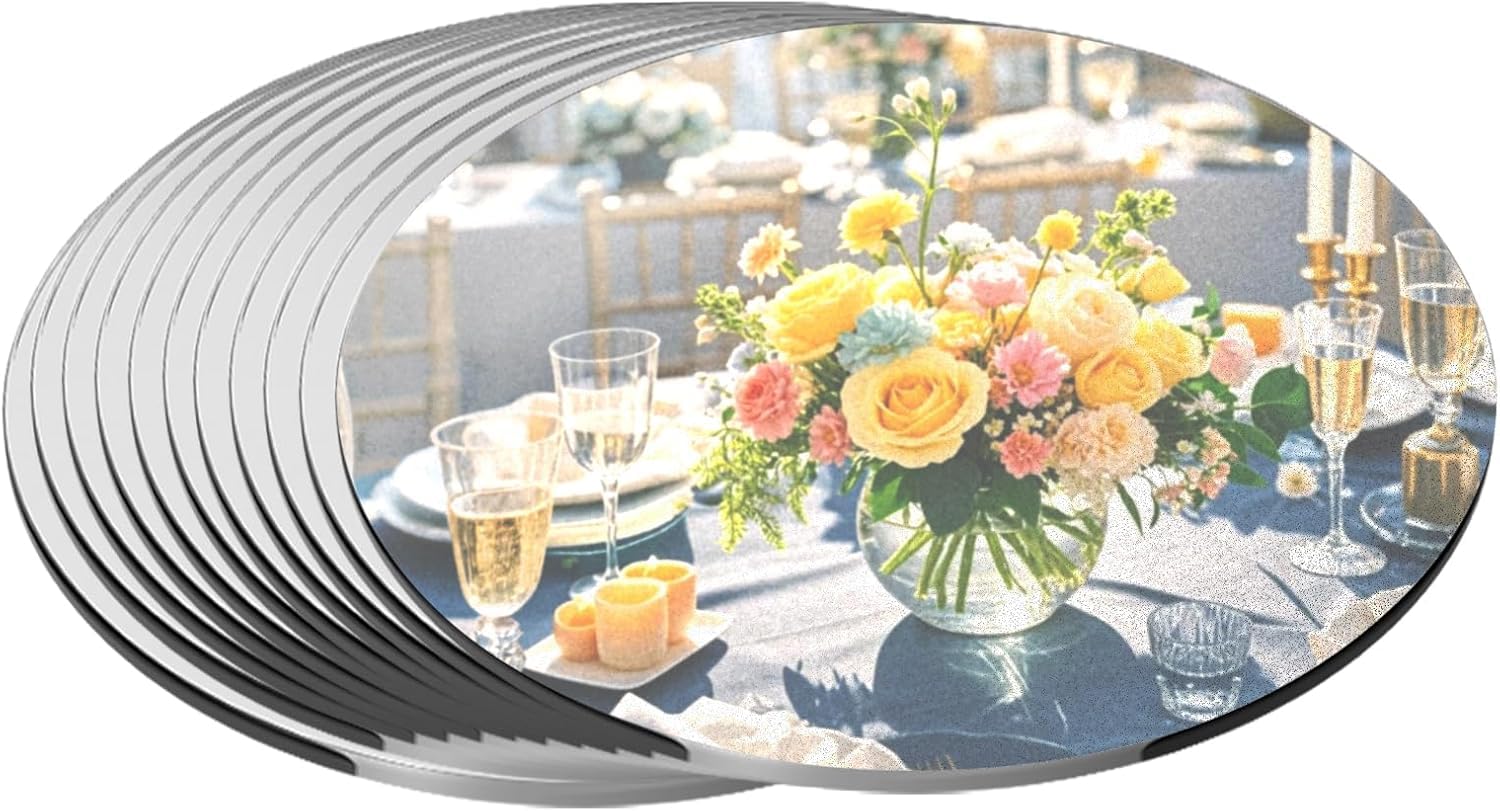 10 Stück Runde Acryl Spiegelplatten 20cm – Elegante Tischdeko Für Hochzeiten, Partys Und Bastelarbeiten