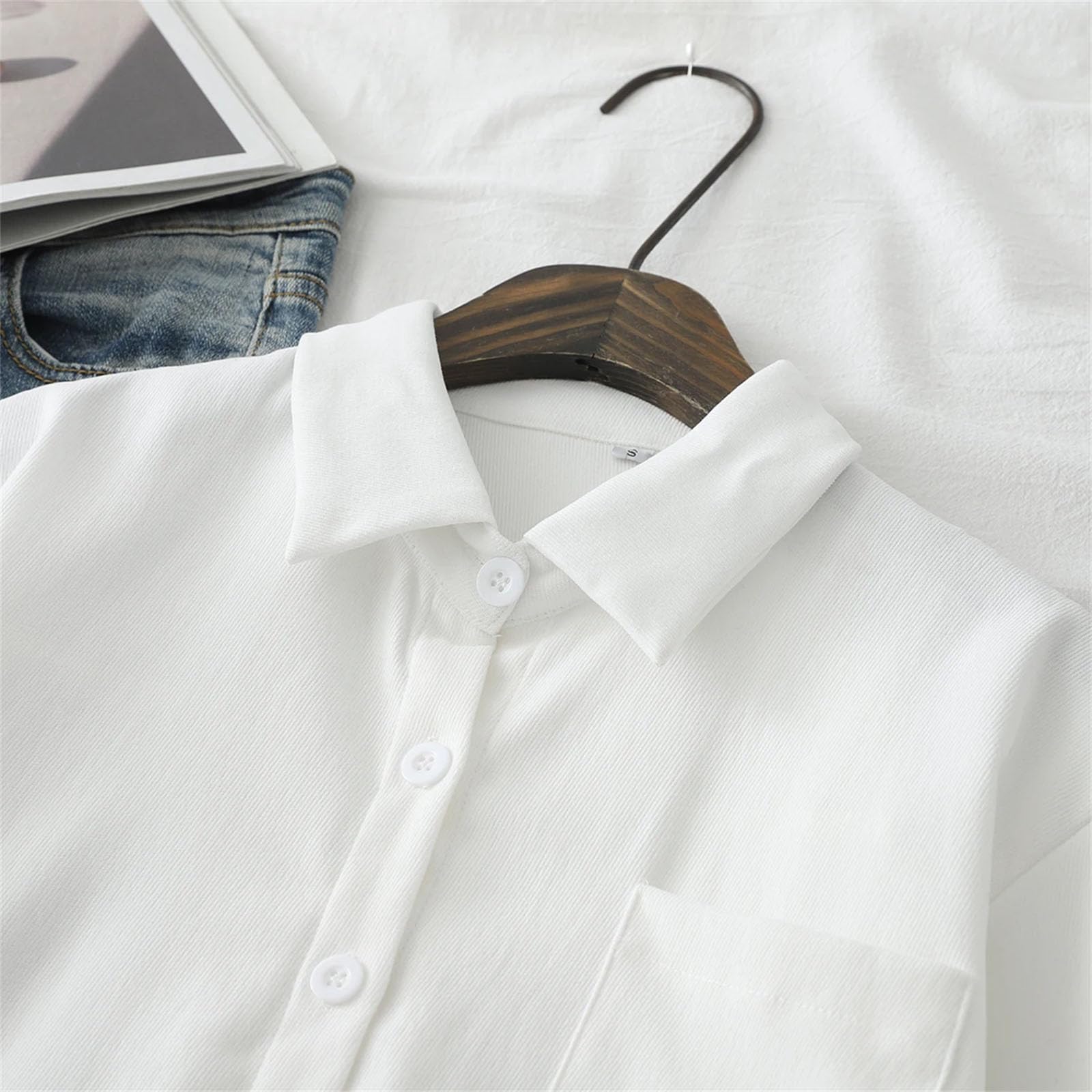 Camisas de algodón con botones para mujer, holgadas, informales, de manga larga, para oficina, trabajo