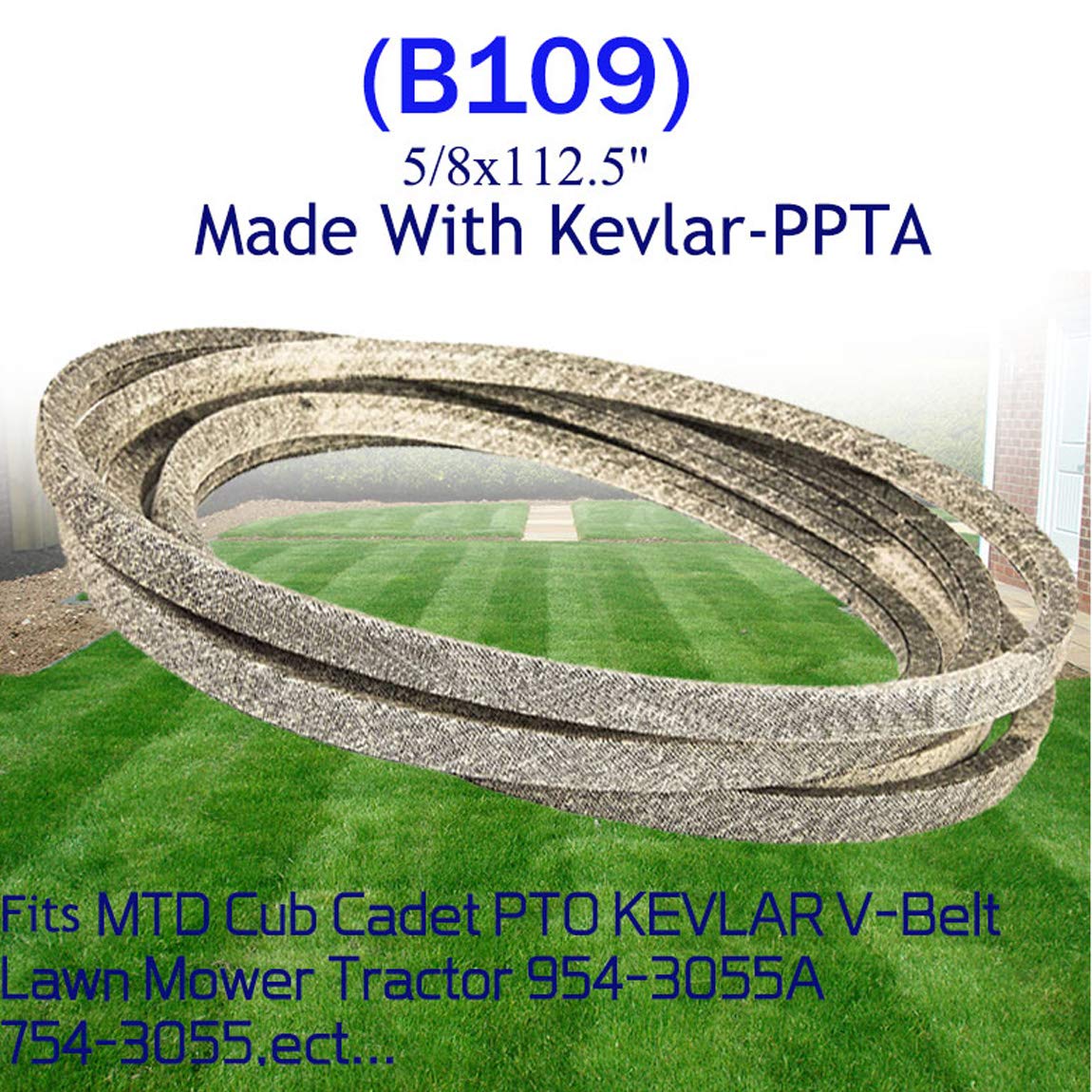 Lawn Mower Tractor Cutting Deck Blades Drive Belt for Cub Cadet 754-3055A 954-3055A; Ferris 5102040; Snapper Pro 5102040; Husqvarna 522999901; Kubota K5221-71410 5/8" x112.5" Made with Kevlar - Image 4