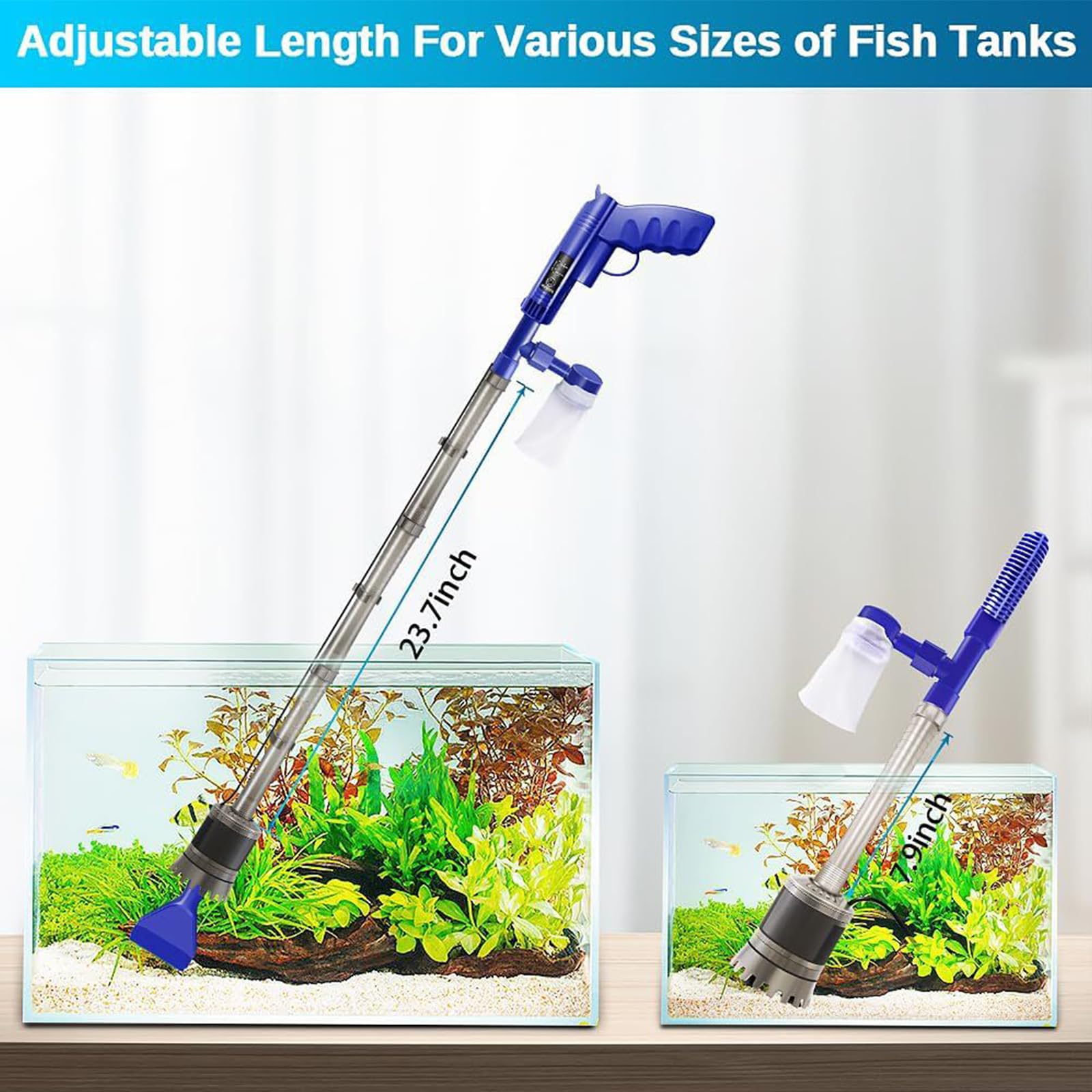 6 En 1 Limpiador Eléctrico para Acuarios, Limpiador Grava Acuario, para Sifón Acuarios, Lavado De Arena Y Absorción De Heces, Limpieza De Suciedad, Aspirador Acuario Kit De Limpieza