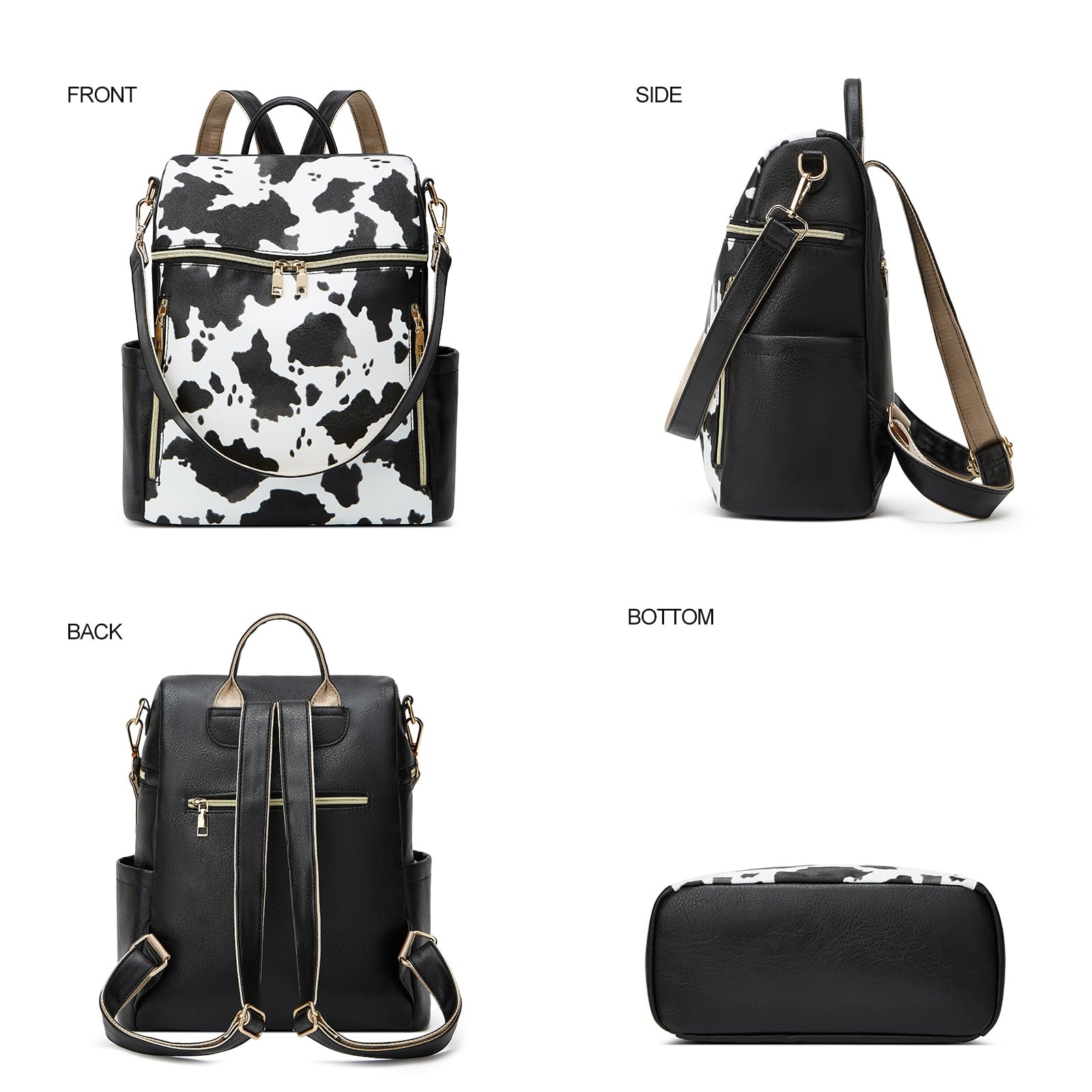 Makes Backpack Purse for Women PU Leather Travel Satchel Handbag Convertible Design Bag with Purse 2 Piece 13 Inch
