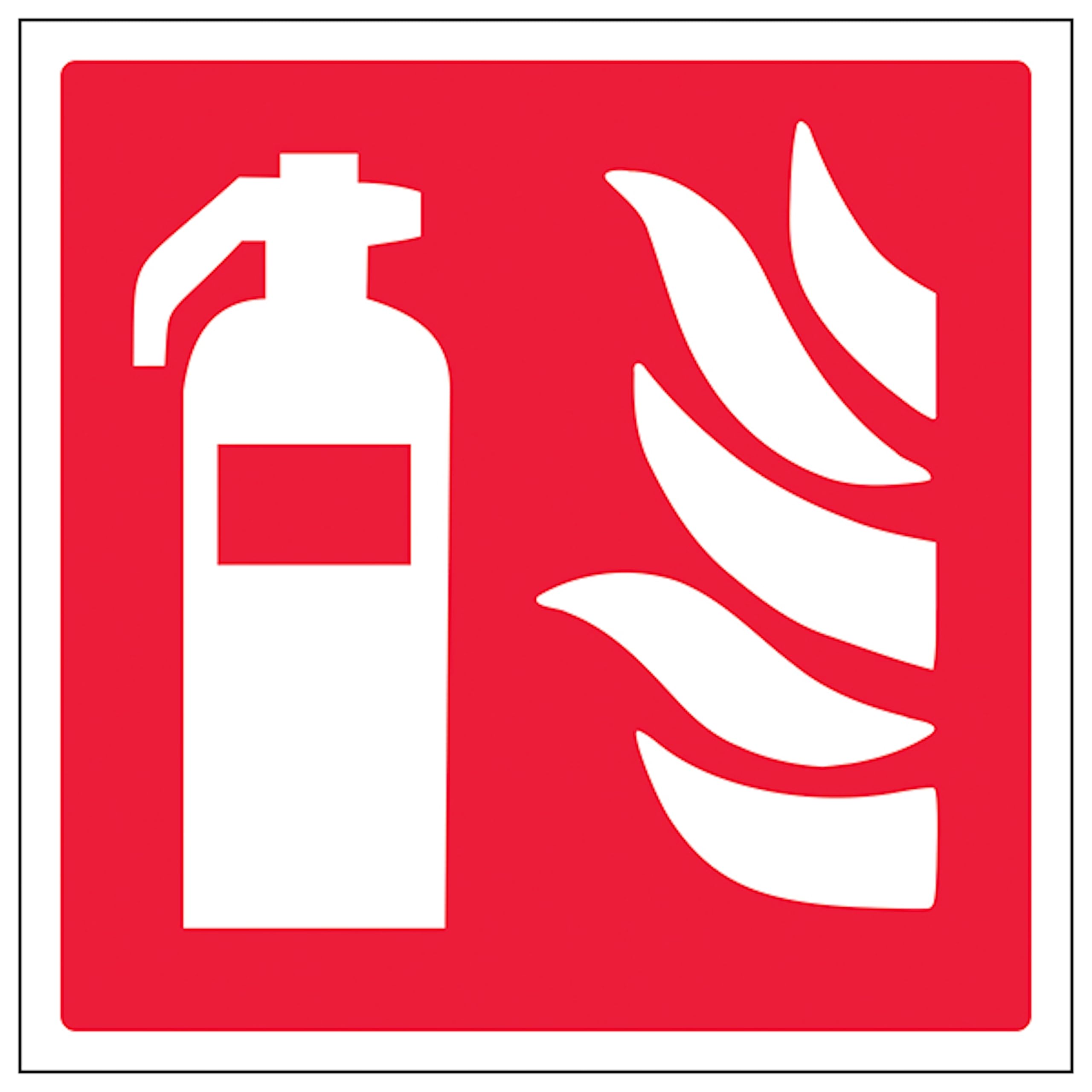 V Safety Fire Extinguisher Symbol 200 x 200 mm - 2mm Super-Tough Rigid Plastic Safety Sign