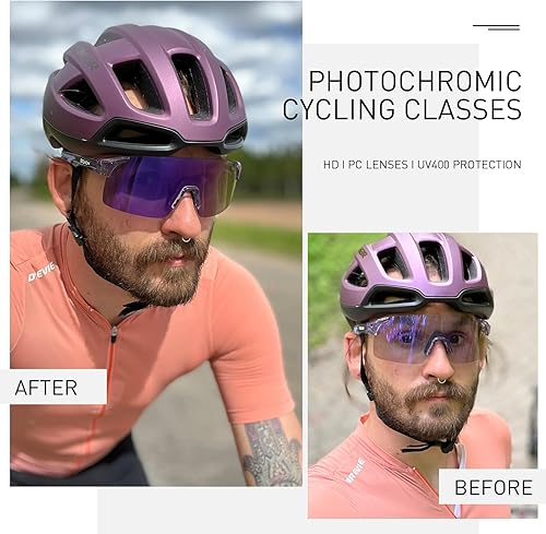 Miniatura 2 de SCVCN Gafas de sol de ciclismo fotocromáticas sin marco para hombres y mujeres, ideales para béisbol, bicicleta, golf, correr