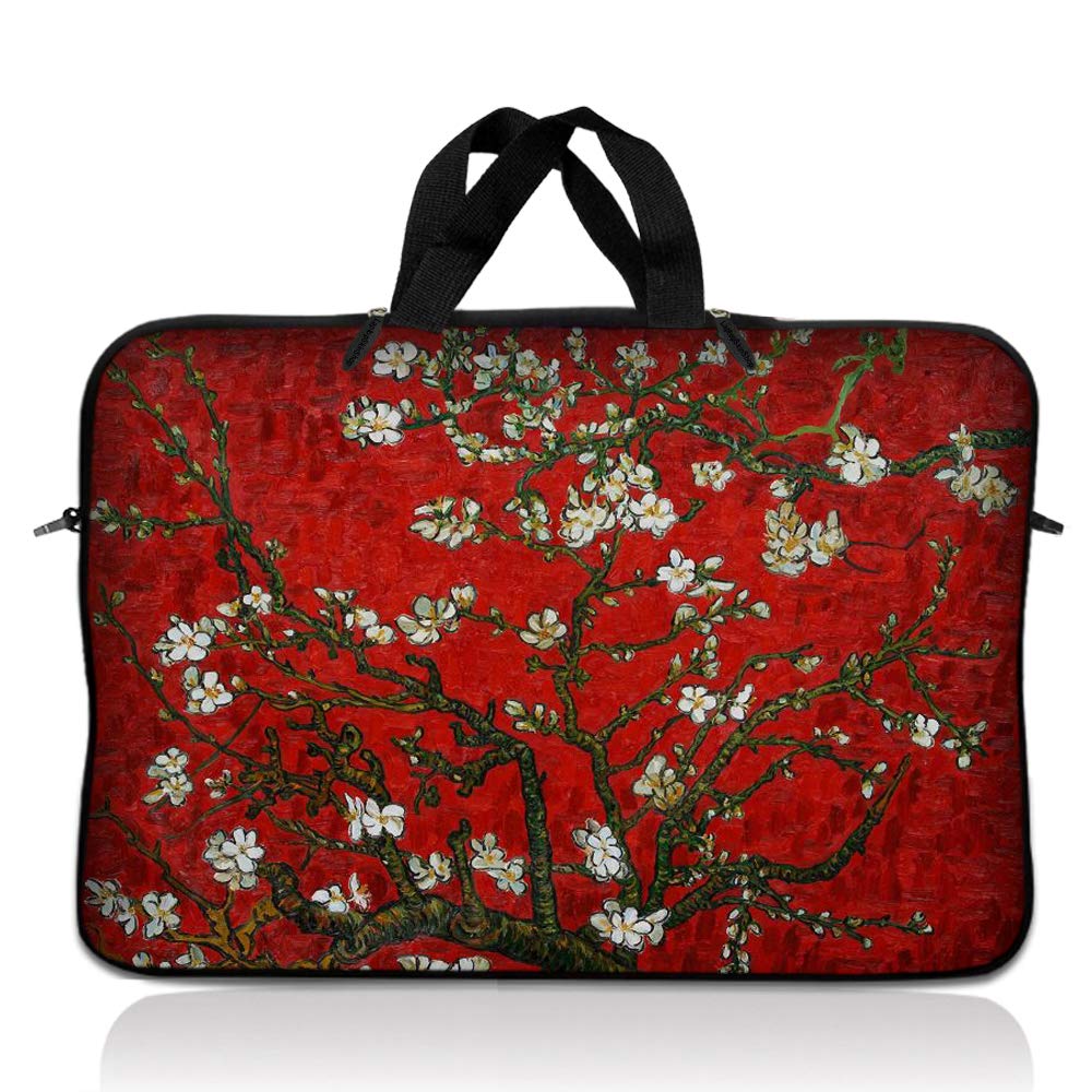 LSS 12.3 inch Laptop Sleeve Bag Carrying Case Pouch with Handle for 11" 11.6" 12" Acer, Asus, Dell, Hp, Sony, Toshiba, Pink Plumeria Flower — view 5
