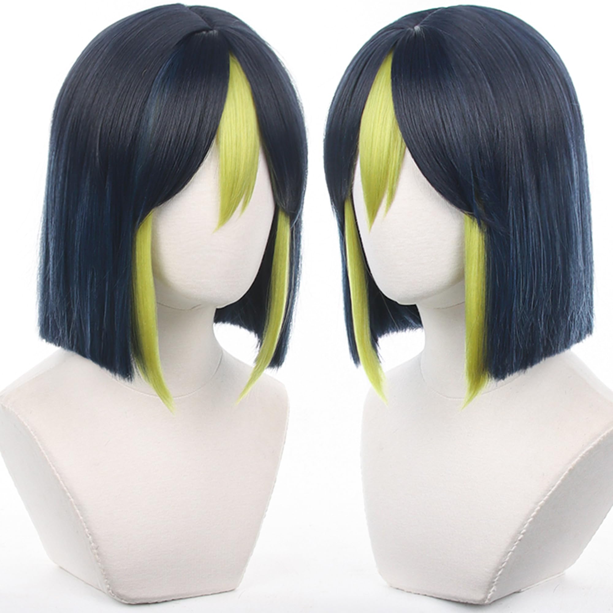 Black Blue Mixed Green Straight Heat Resistant Synthetic Hairs for Women Halloween Cos Anime Party Replacement Wigs - Image 4