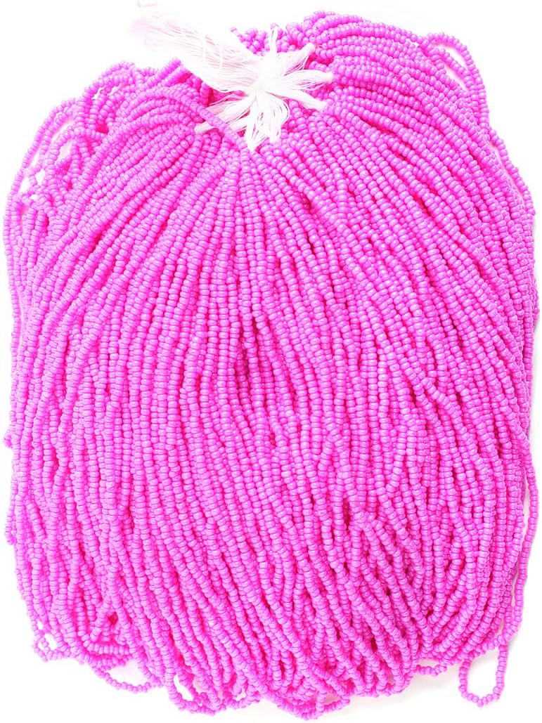 Czech Glass Seed Beads 11/0 (2.1mm Diameter) Opaque Dyed Rose Strung DIY Jewelry Making Beadss - 500g Bulk Bag by Preciosa (Jablonex)