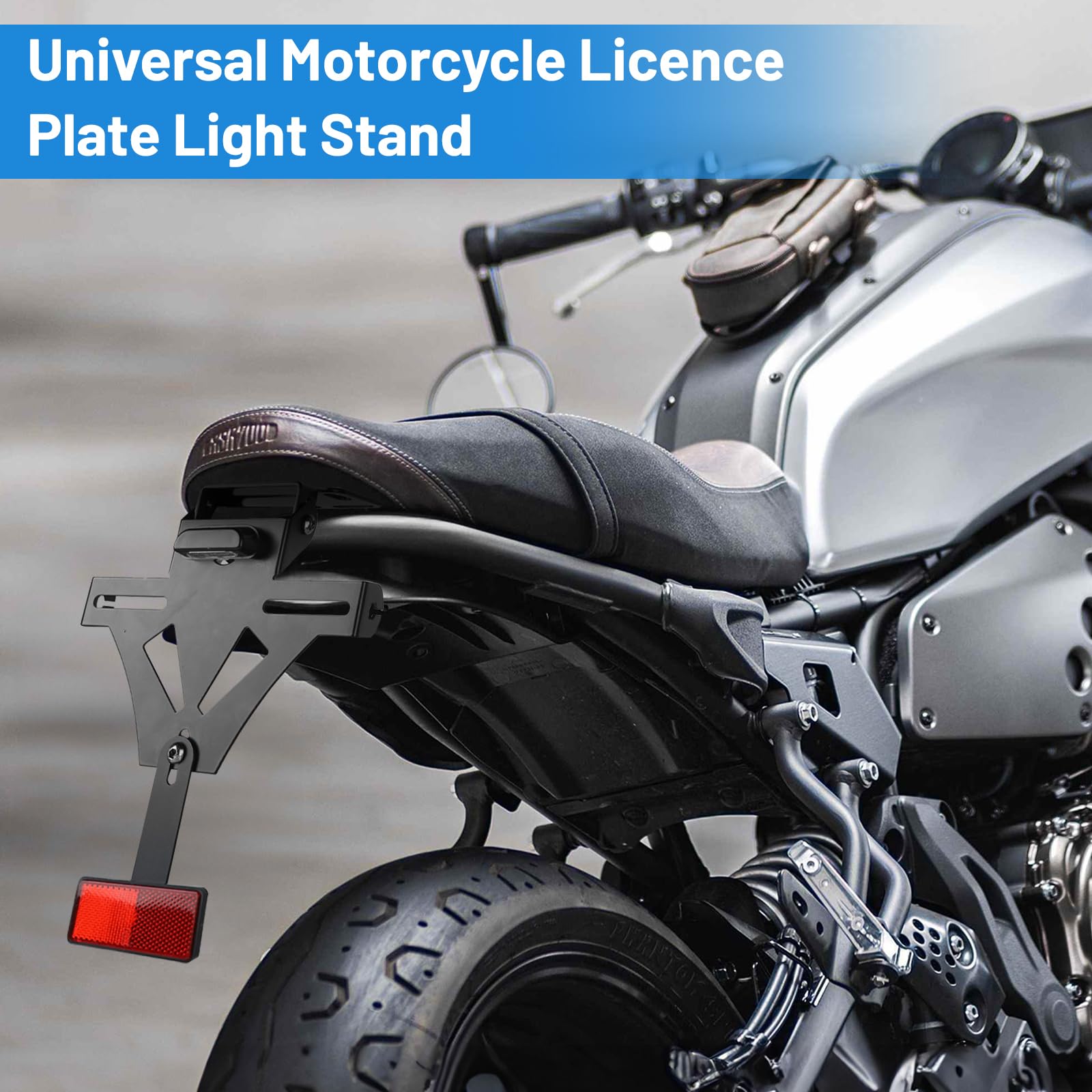 DBREAKS Staffa Portatarga Moto, Portatarga Moto In Lega Di Alluminio, Portatarga per moto ad Angolo Regolabile con illuminazione targa, compatibile con la maggior parte dei modelli di moto comuni