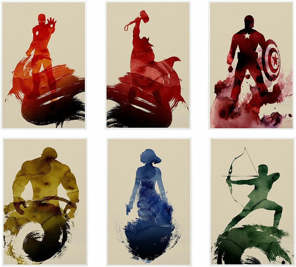 AD INFINITUM 300 GSM Marvel Avengers Print Poster (Paper, 8 X 12 inches, Multicolour) -Set of 6
