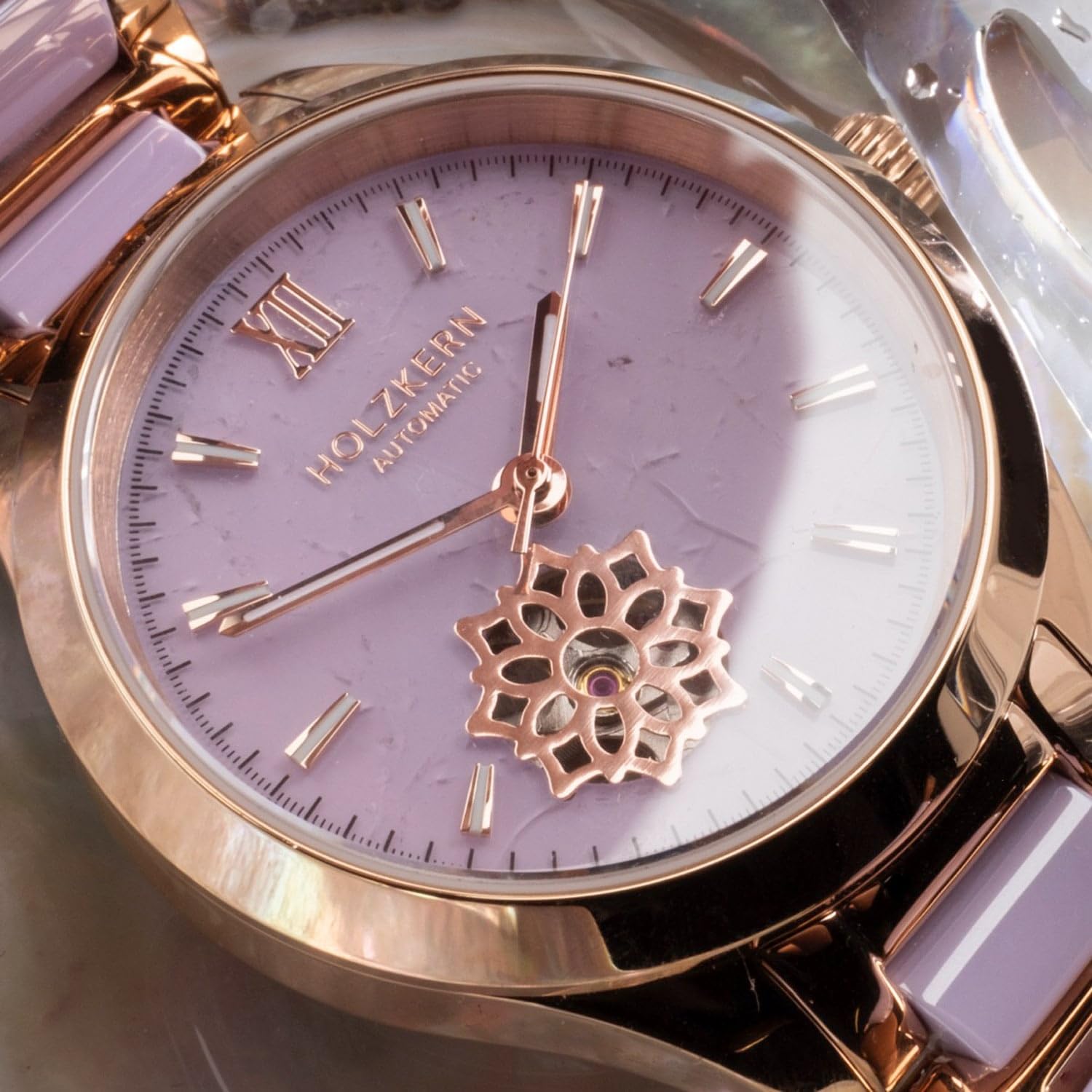 HOLZKERN Damen-Armbanduhr Automatik Kaleidoscopic Amethyst/Keramik