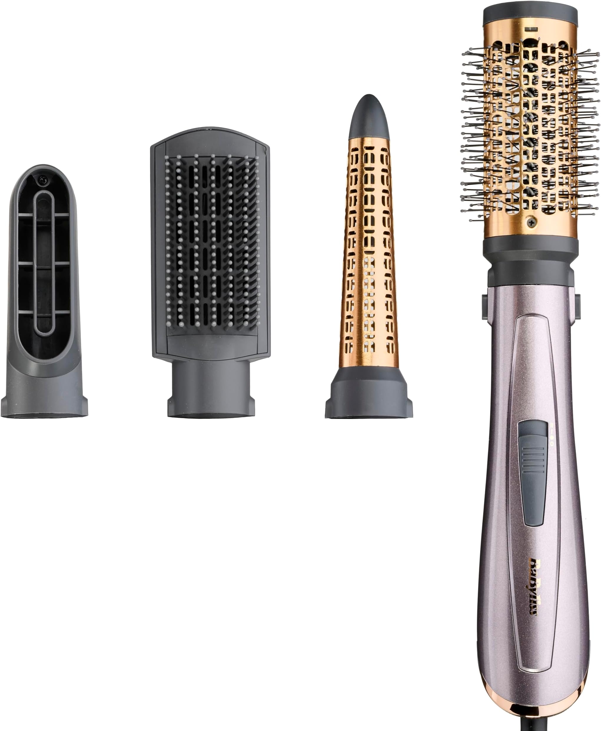 Air Styler 1000W - All in One Hair Dryer Brush, Volumiser and Curler, Advanced Ionic Frizz-Control System, 4 Attachments, Copper/Grey, 2136U
