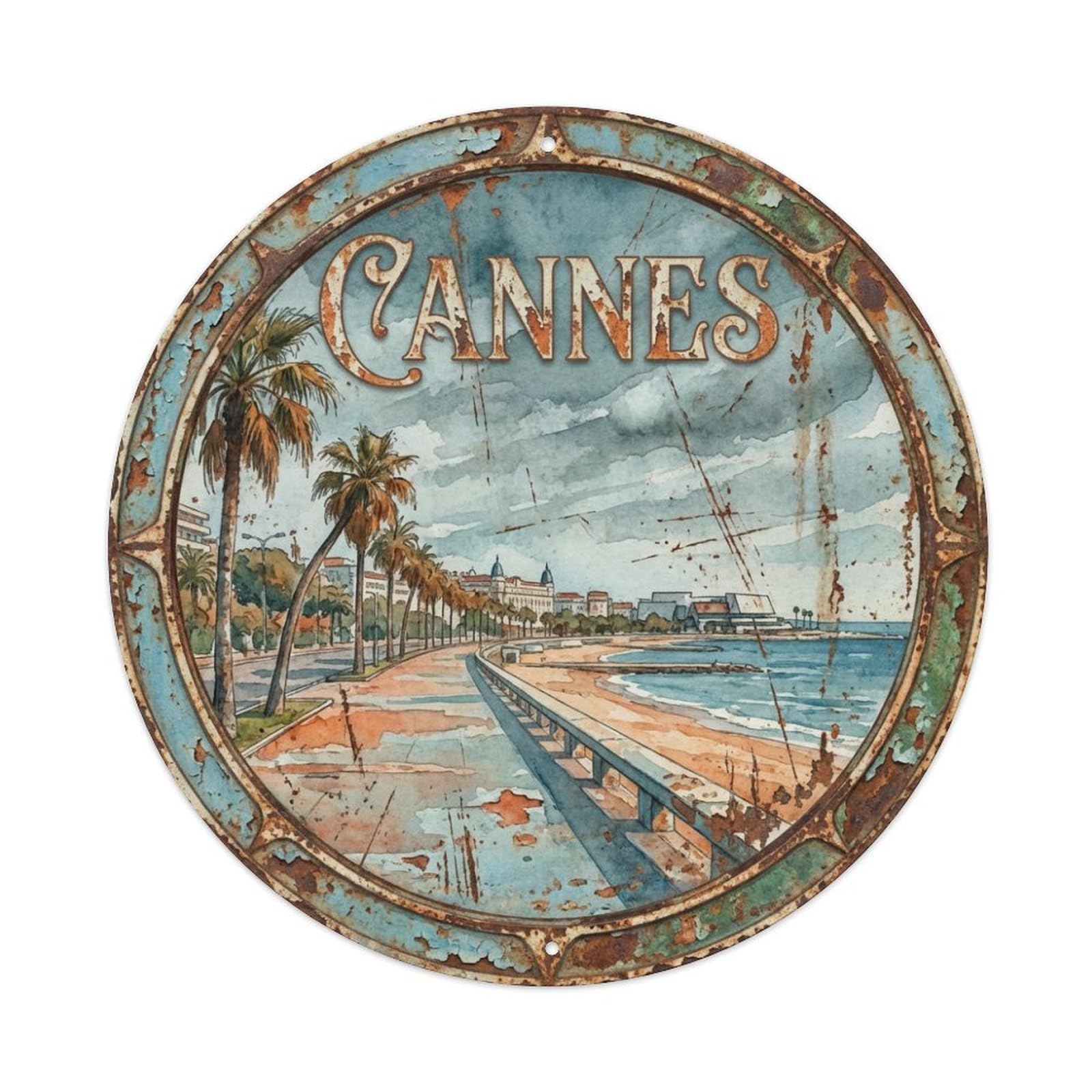 Metal Tin Sign France Vintage Travel Cannes
