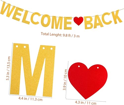 Miniatura 5 de Toddmomy Pancarta de fotos con purpurina de bienvenida de vuelta a la guirnalda de corazones banderines decorativa para jardín, fiesta, jardín,