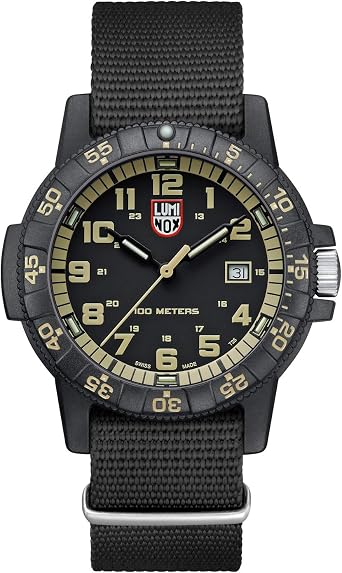 Luminox Leatherback SEA Turtle Giant XS.0333 Erkek Saati 44 mm - Askeri Saat Siyah Tarih İşlevi 100 m Suya Dayanıklı, Siyah, 44 mm, Spor
