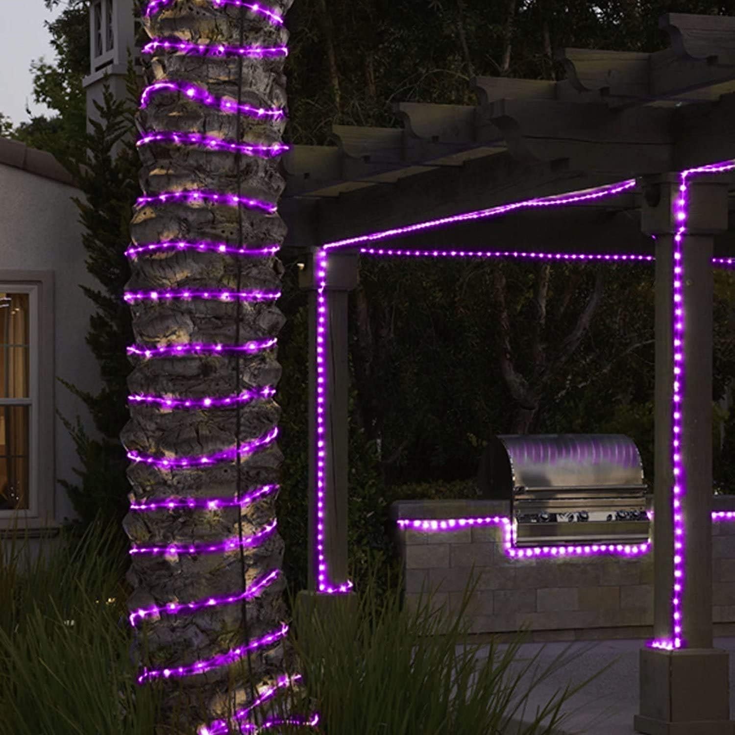 Solar-Lichterkette, 1000 LEDs, 102,5 m, wasserdicht, 8 Modi, Solar-Gartenbeleuchtung für Garten Zaun-, Weg-, Baum-, Hochzeits- und Partydekoration (Lila)
