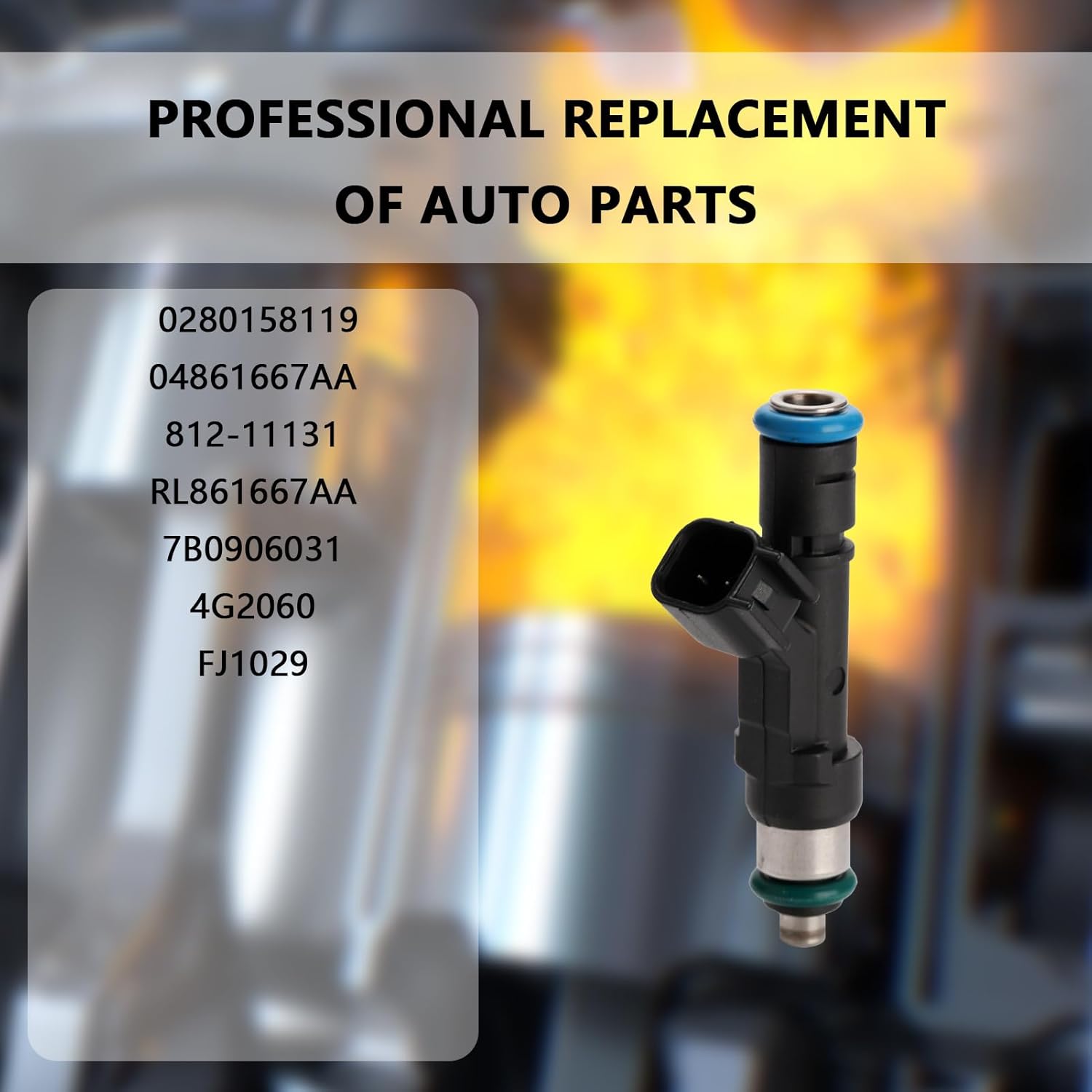 0280158119 Fuel Injectors (Set of 6) Compatible with Jeep Wrangler, ForDodge Grand Caravan, ForChrysler Town & Country, ForVolkswagen Routan (4 Holes) for # FJ1029 7B0906031
