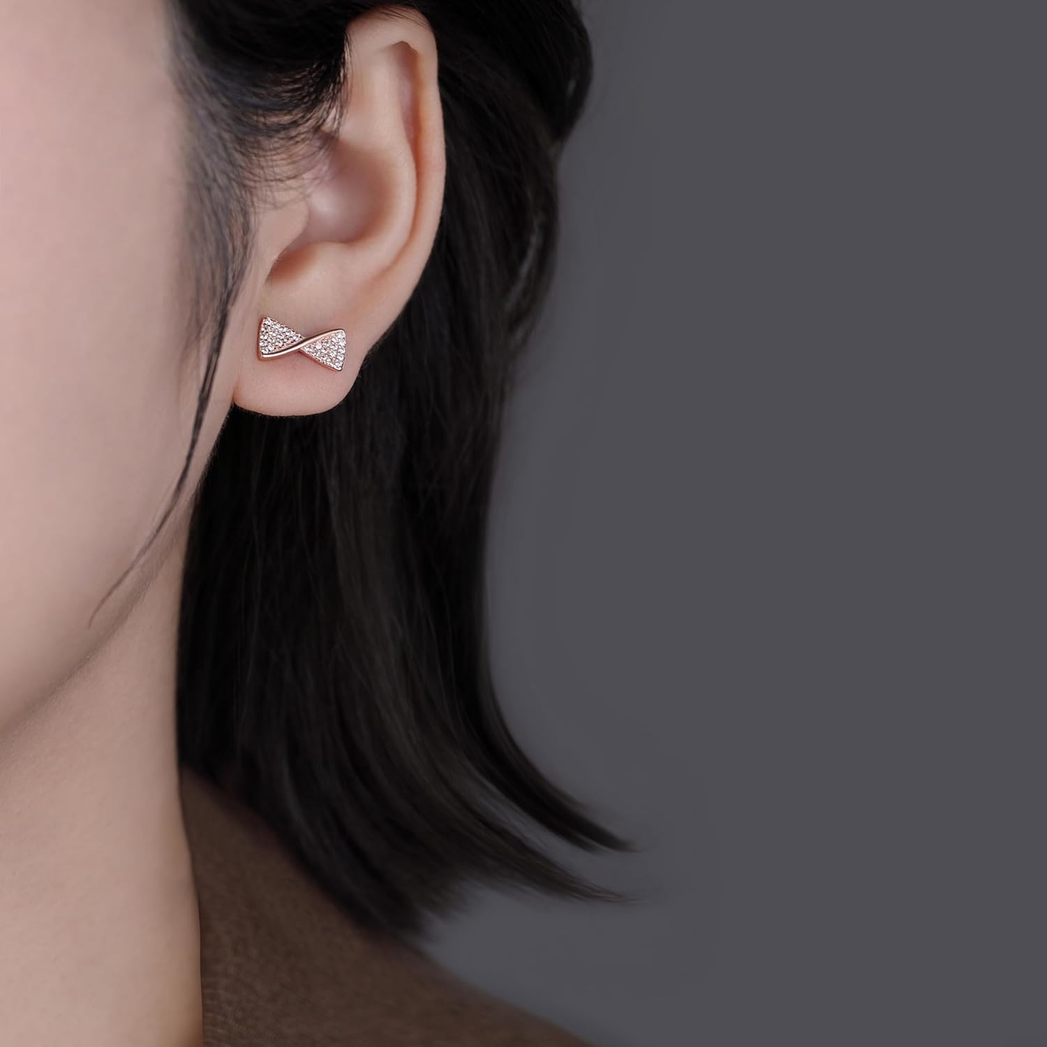 SLUYNZ Solid 925 Sterling Silver CZ Bow Earrings Stud for Women Teens Bowknot Stud Earrings - Image 3