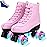 jessie Roller Skates Premium PU Leather Roller Skates for Women Classic Four-Wheel Outdoor and Indoor for Adults Women (Flash Wheel,Youth 2)