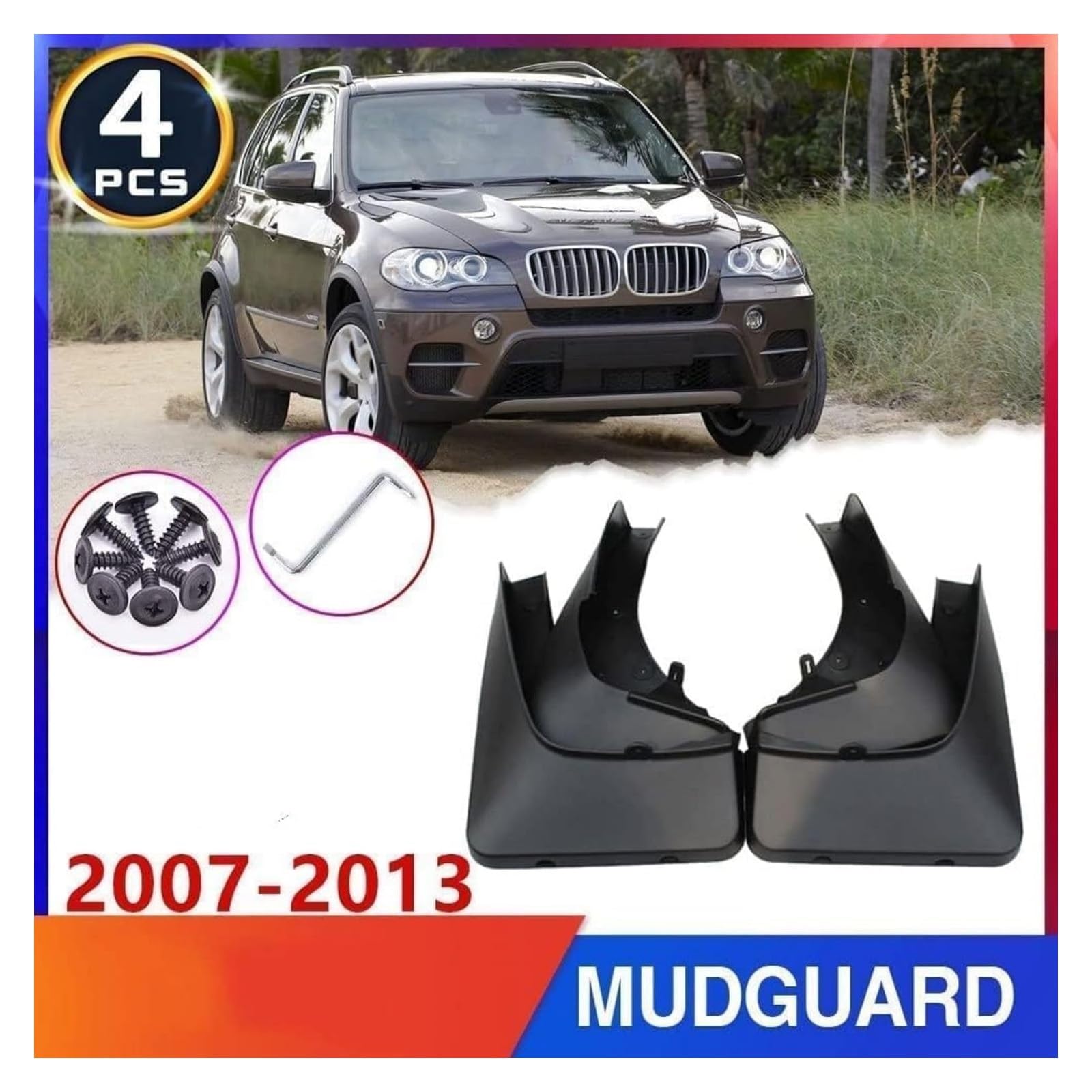 Anteriori Posteriori Guardie Per BMW X5 E70 2007 2008 2009 2010 2011 2012 2013 Paraspruzzi Parafango Anteriore Posteriore Protezione Completa Auto 4 Pezzi