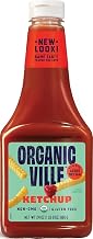 Organicville Organic Ketchup - Tomato Ketchup, Gluten Free, Non-GMO, Vegan, USDA Organic, Made with Agave Nectar, Plant-Based Ketchup, Squeeze Bottle - 24 Oz