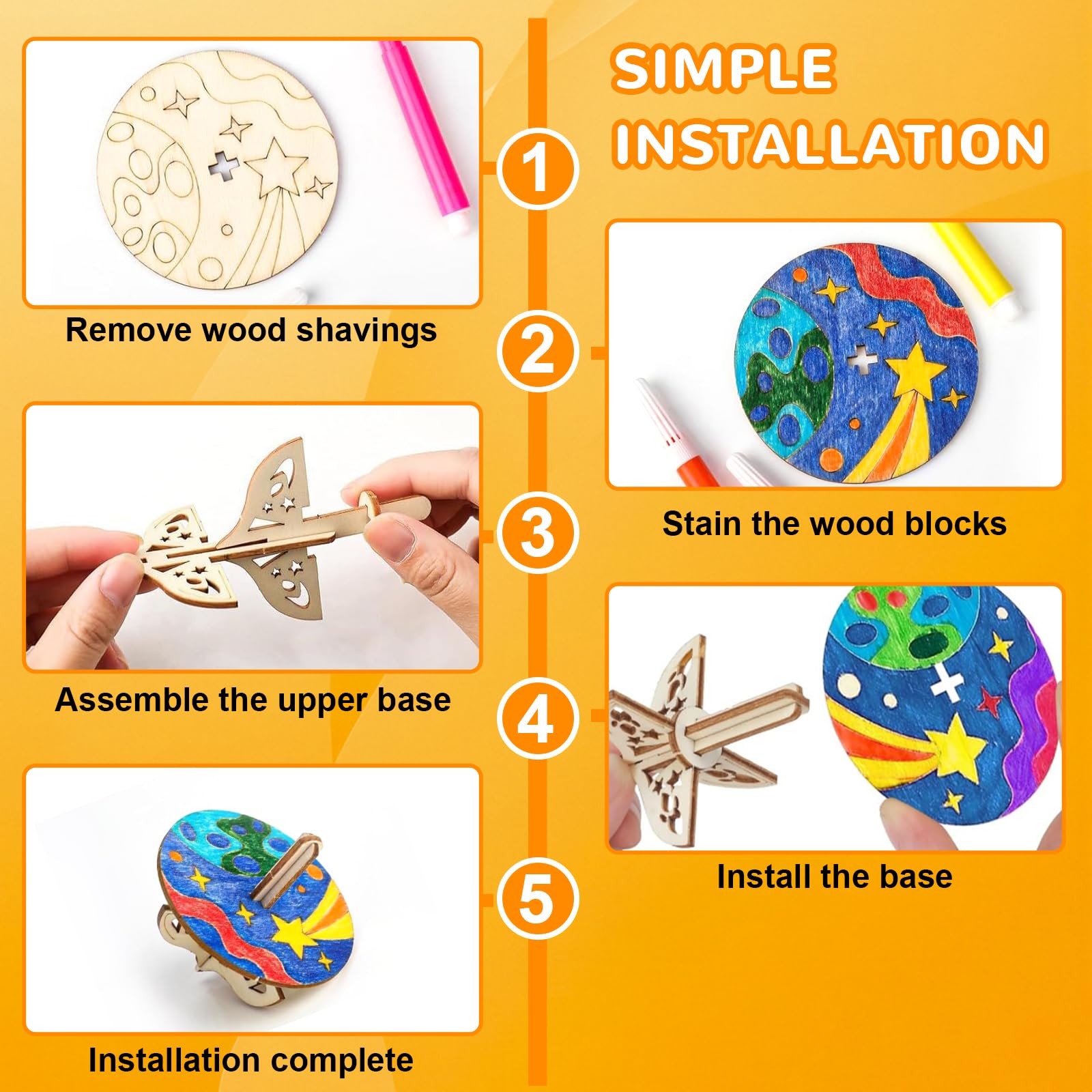 Trottola in Legno Costruire & Pittura Fai Da Te Kit per Bambini