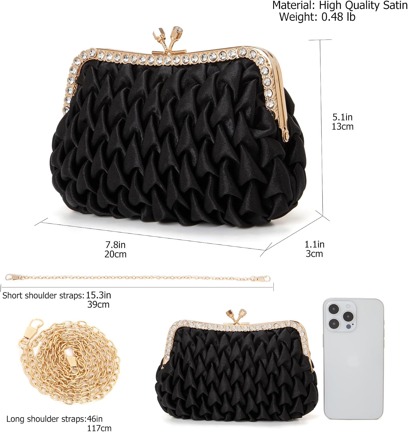 Sweetovo Evening Bag Clutch Purses for Women Rhinestones Purse Sparkling Party Shoulder Handbag Wedding Bag with Chain