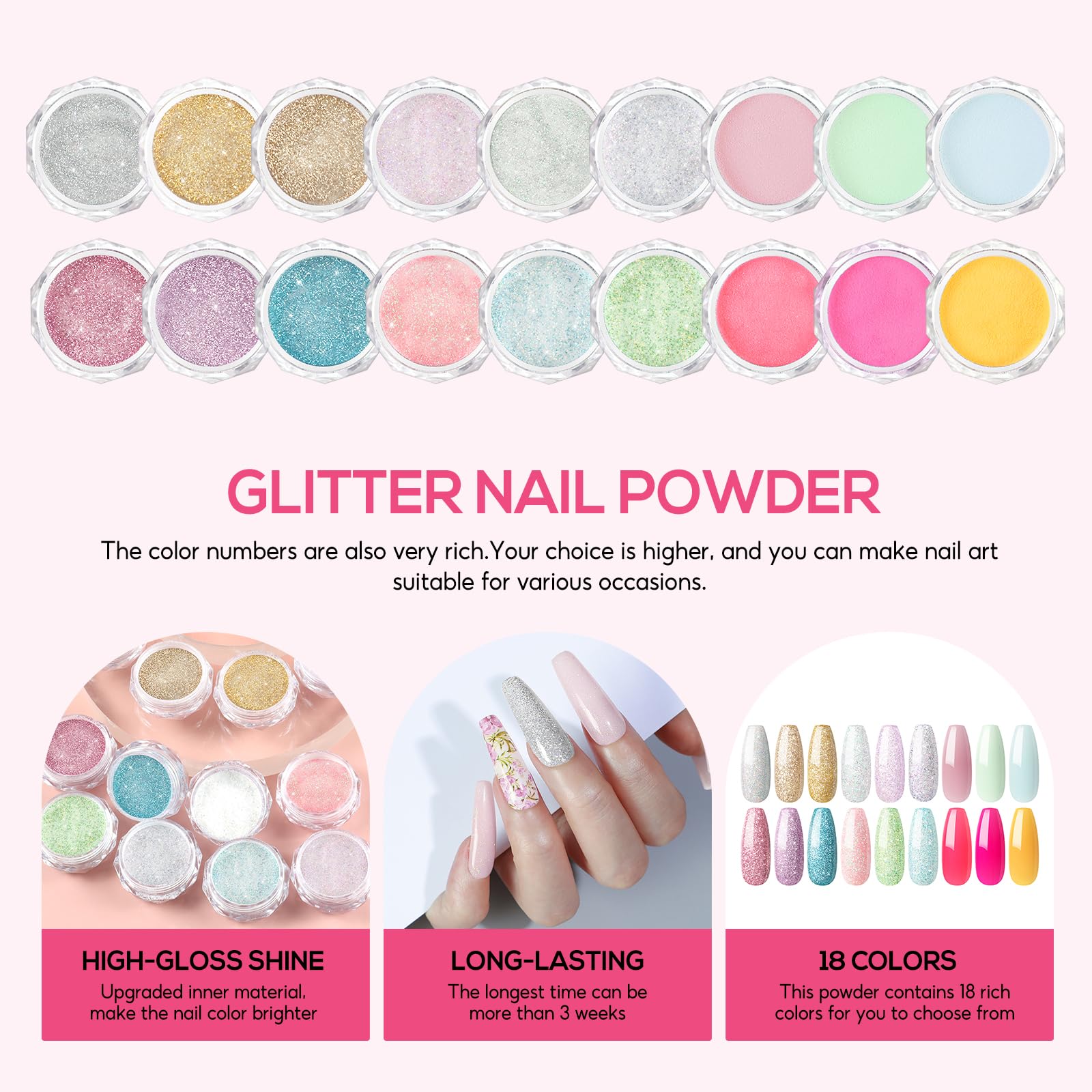 COSCELIA Kit Uñas Acrilicas Completo 21 Colors Acrilico para Uñas Profesional y 30ml Monomero, Glitter Polvo Acrilico para Uñas Acrilico Uñas Extensión Kit para Principiante y Profesional