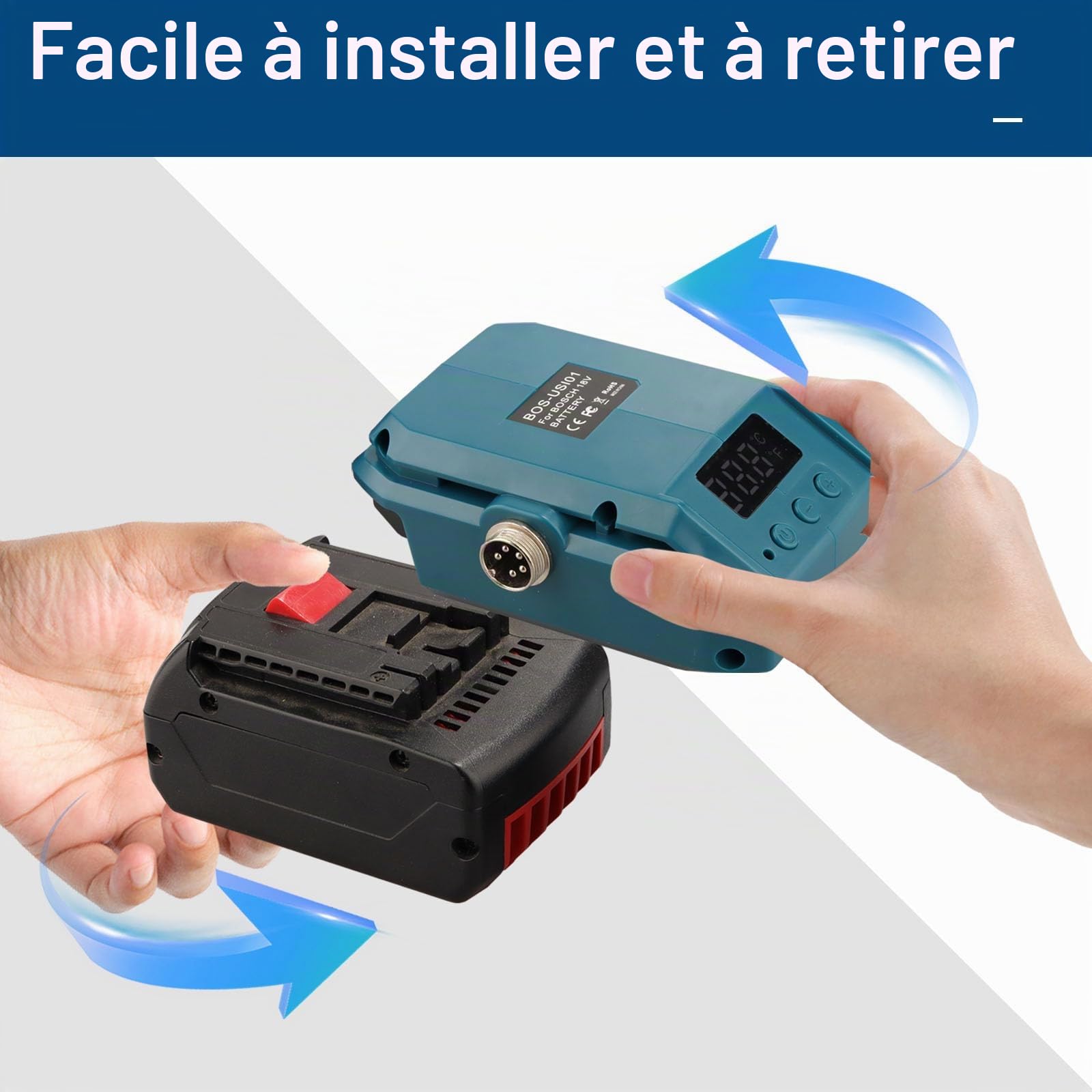 TPDL Fer à Souder Sans Fil Pour Bosch Professional 18 V Système GBA, 60 W, Température Réglable 51-480 °C, Avec Interrupteur ON/OFF, Support et Fil à Souder 50 g