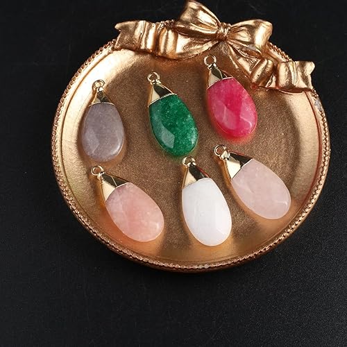 Miniatura 5 de LE SKY 6 colgantes de piedra natural larga con forma de gota de agua facetada curativa piedra de ágata de cristal para hacer joyas y collares,