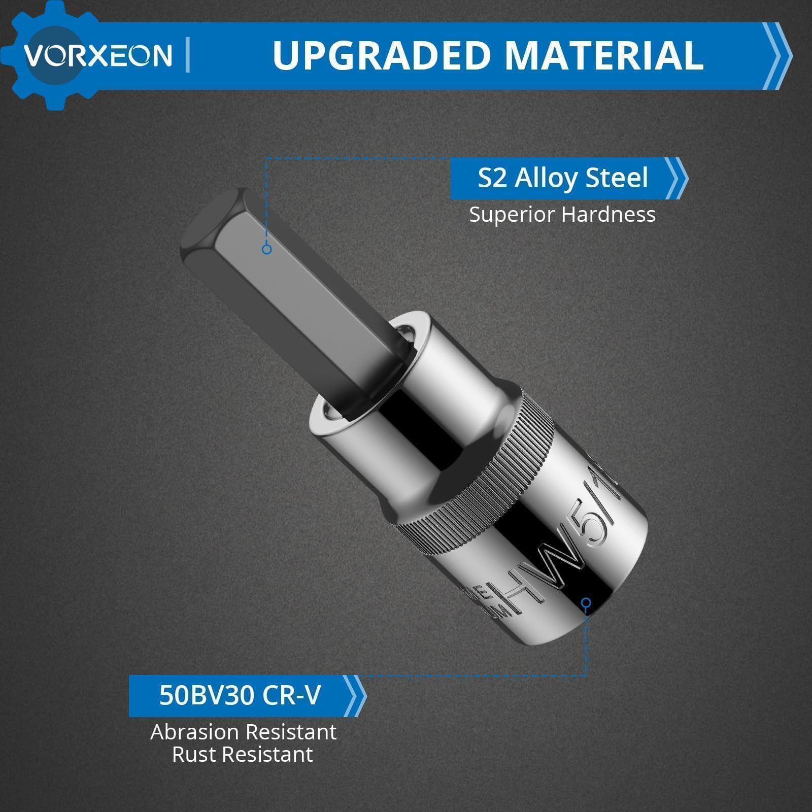 Amazon | VORXEON SAEおよびメトリックアレン六角ビットソケット32点