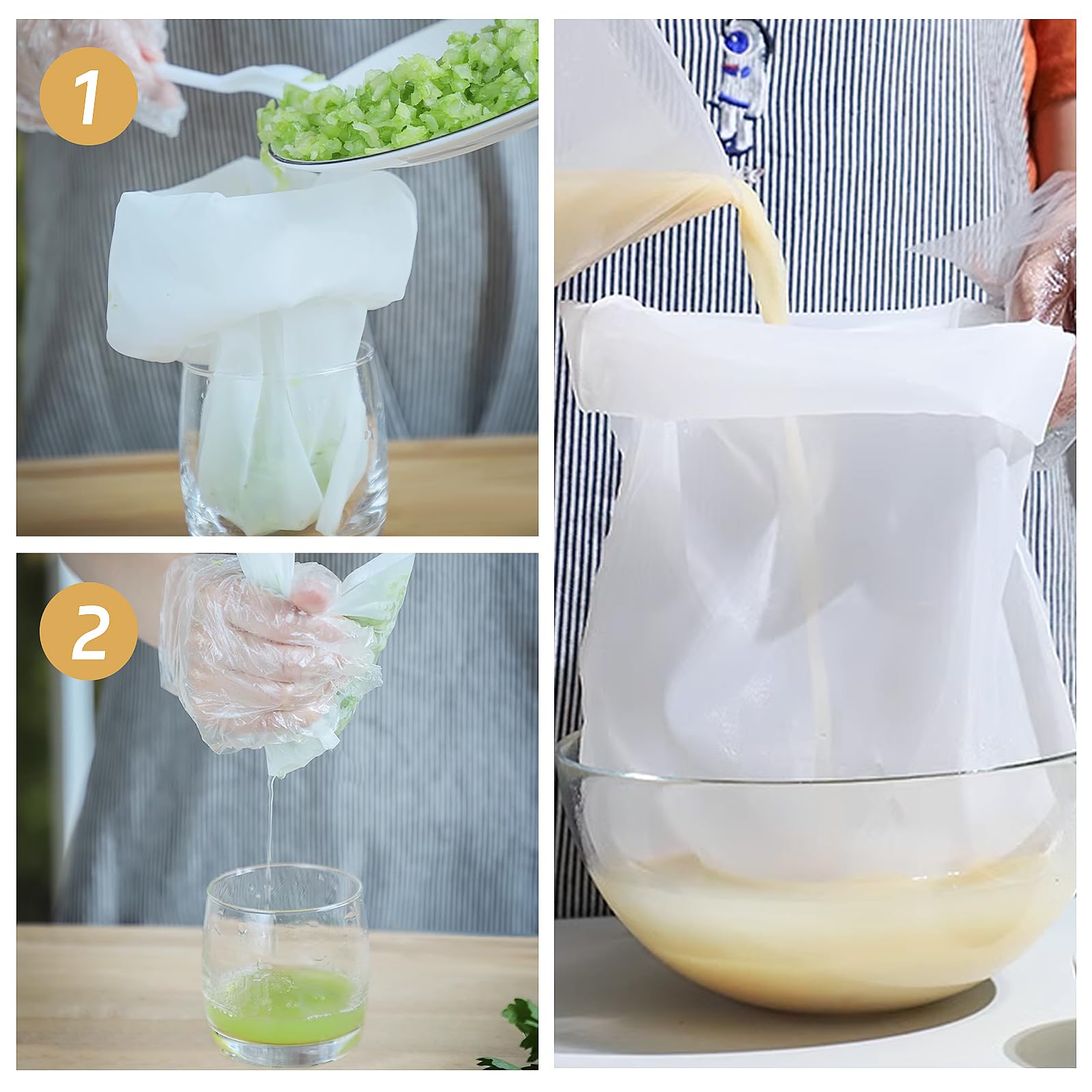 Shiawase 8 Stück Nylon Nussmilchbeutels, Käsetuch Beutel