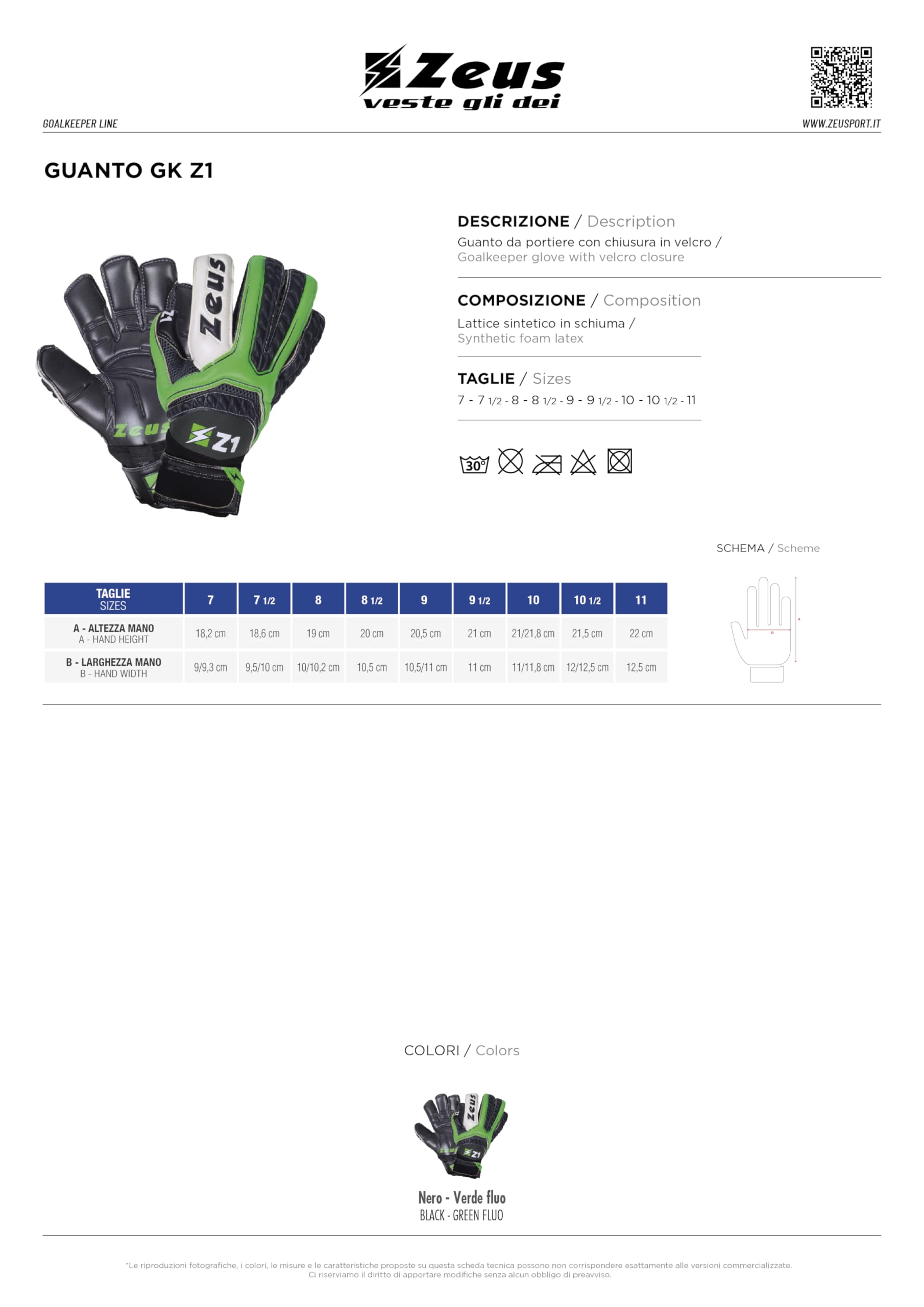 Etoile Guanto Portiere Z1 per Zeus Sport Calcio Calcetto Relax Allenamento Fitness Palestra Football Tracksuit Training Goalkeeper Accessori Polsino Velcro Guanti