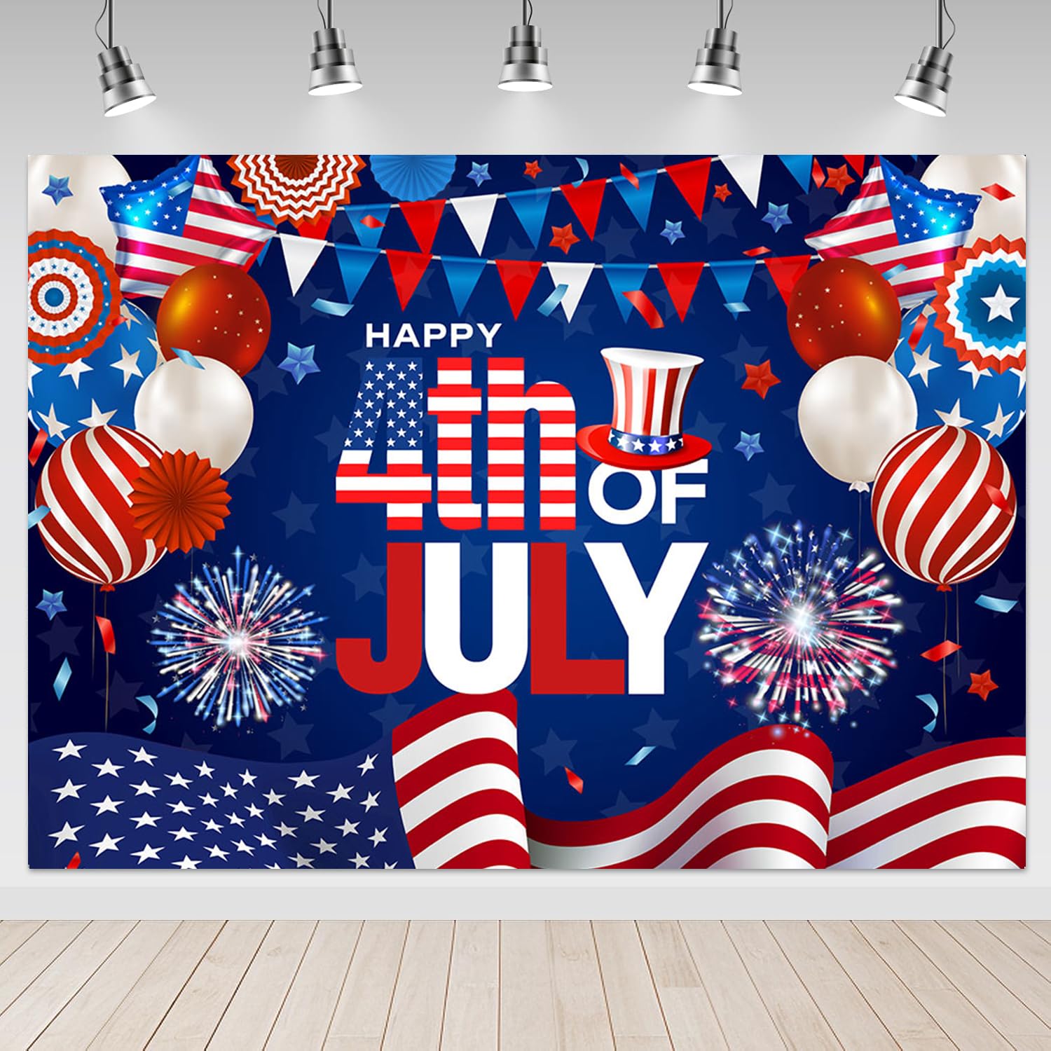 DASHAN 3 X 2,4 M Polyester Unabhängigkeitstag Patriotischer Hintergrund, image size:1500x1500