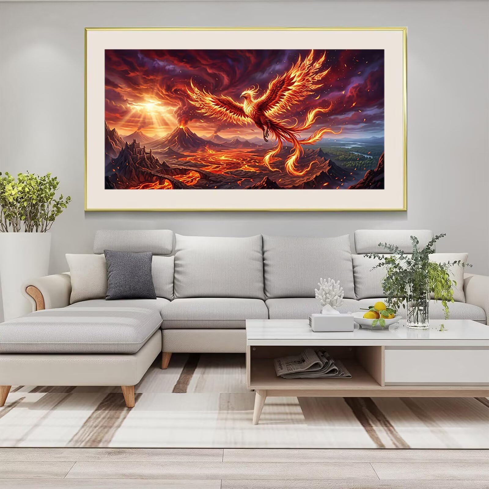 Diamond Painting Phönix Diamant Painting Bilder, 5D Vogel Runder Full Drill DIY Set Erwachsene Diamanten Kinder Kreatives für Erwachsene Mosaik Bastelset für Home Decor Wand Deko, 100x200cm, Cod-909
