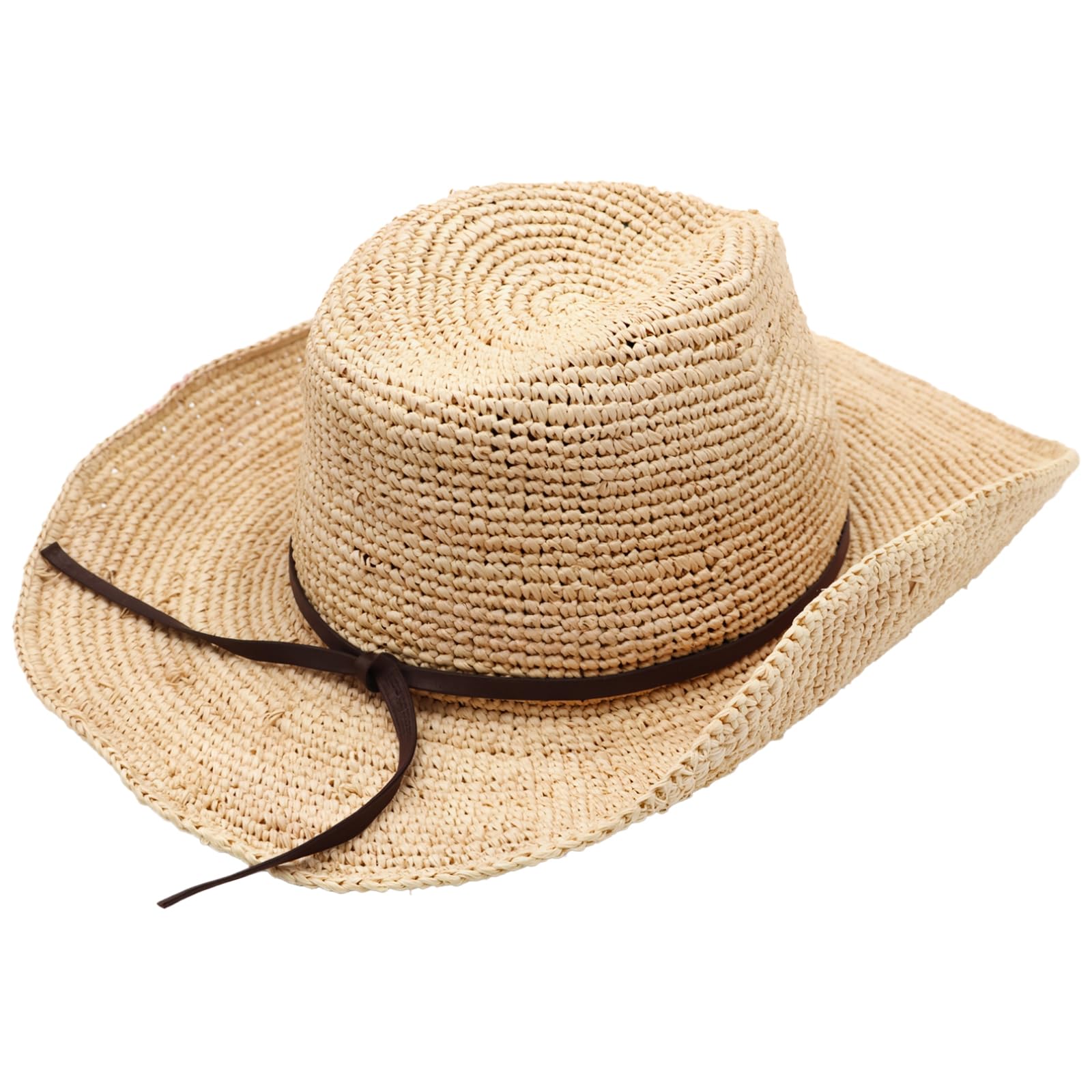 Unisex Bast-Strohhut, breite Krempe, Sonnenhut für Damen und Herren, leicht und atmungsaktiv, Fedora, lässiger Outdoor-Stil für Strand und Reisen