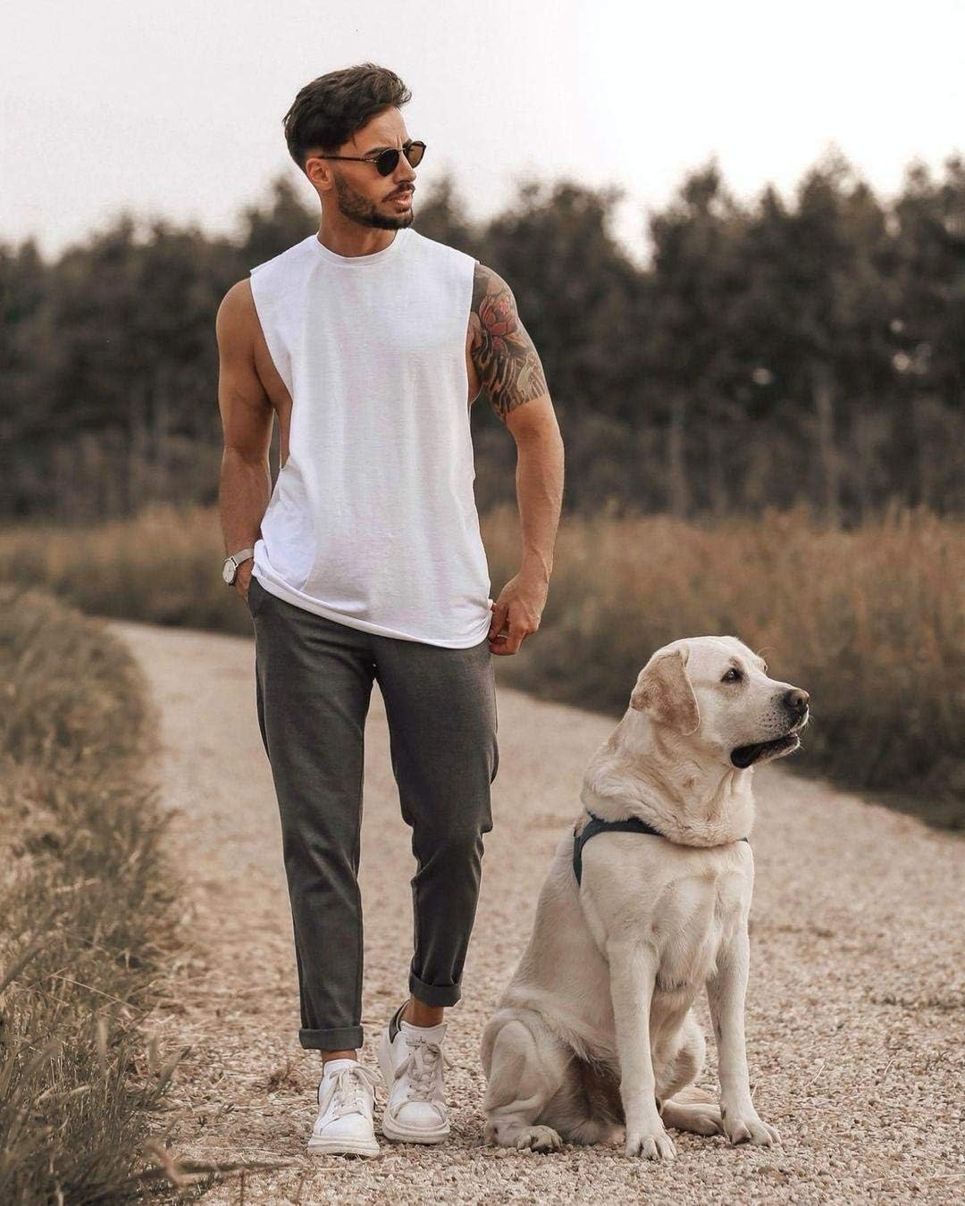 Gafeng Mens Workout Tank Tops Muscle Cut Off Shirts Sleeveless Bodybuilding Gym Cotton T-Shirts - Image 3