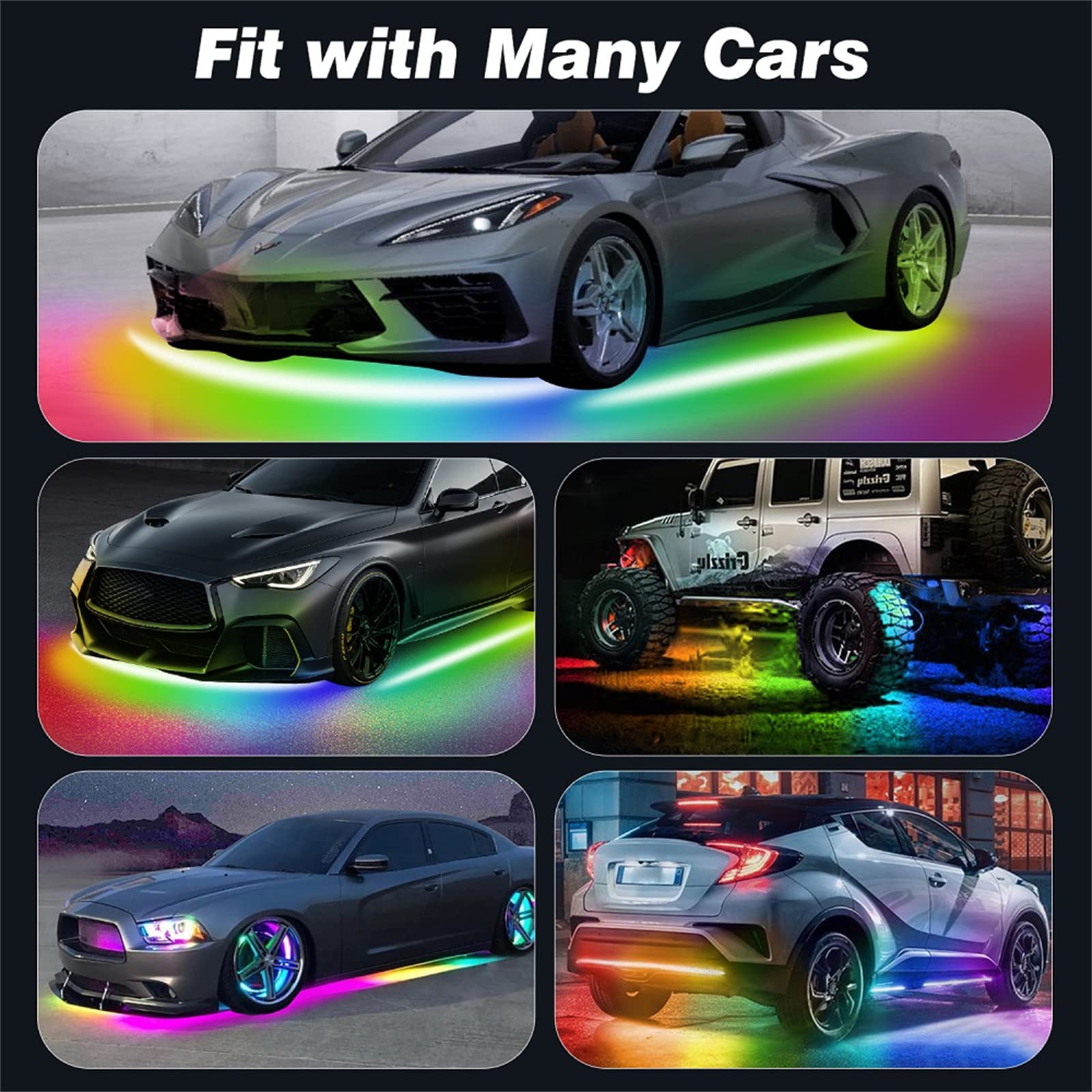 Amazon | RGB ドリームカラー車アンダーグロー Bluetooth ライトキット 
