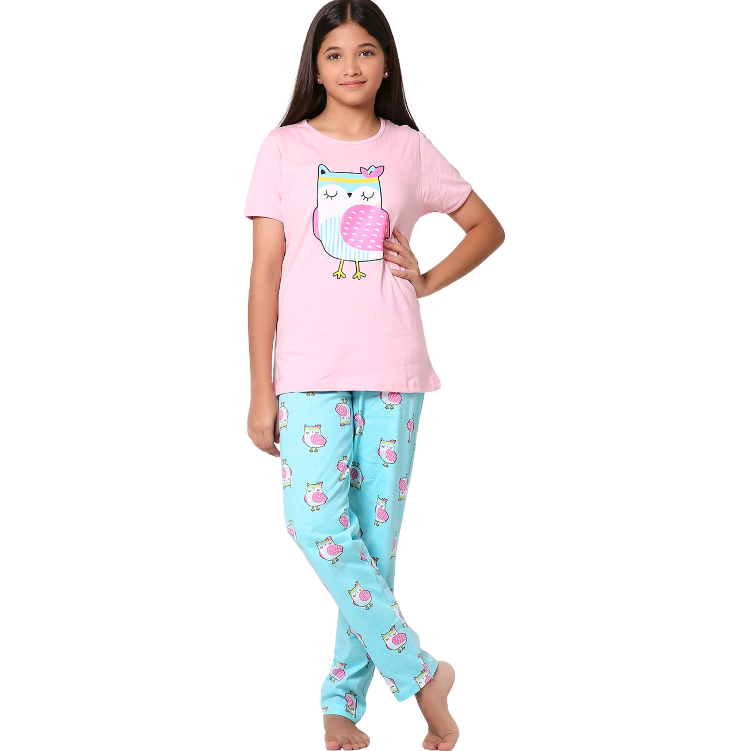 TotzTouch Cotton Girls Night Suit | Pajama Set | Night Dress Graphic Printed Age 6 Months to 15 Years Different Patterns Suitable for Summer and Winter to Choose (Pack of 1)