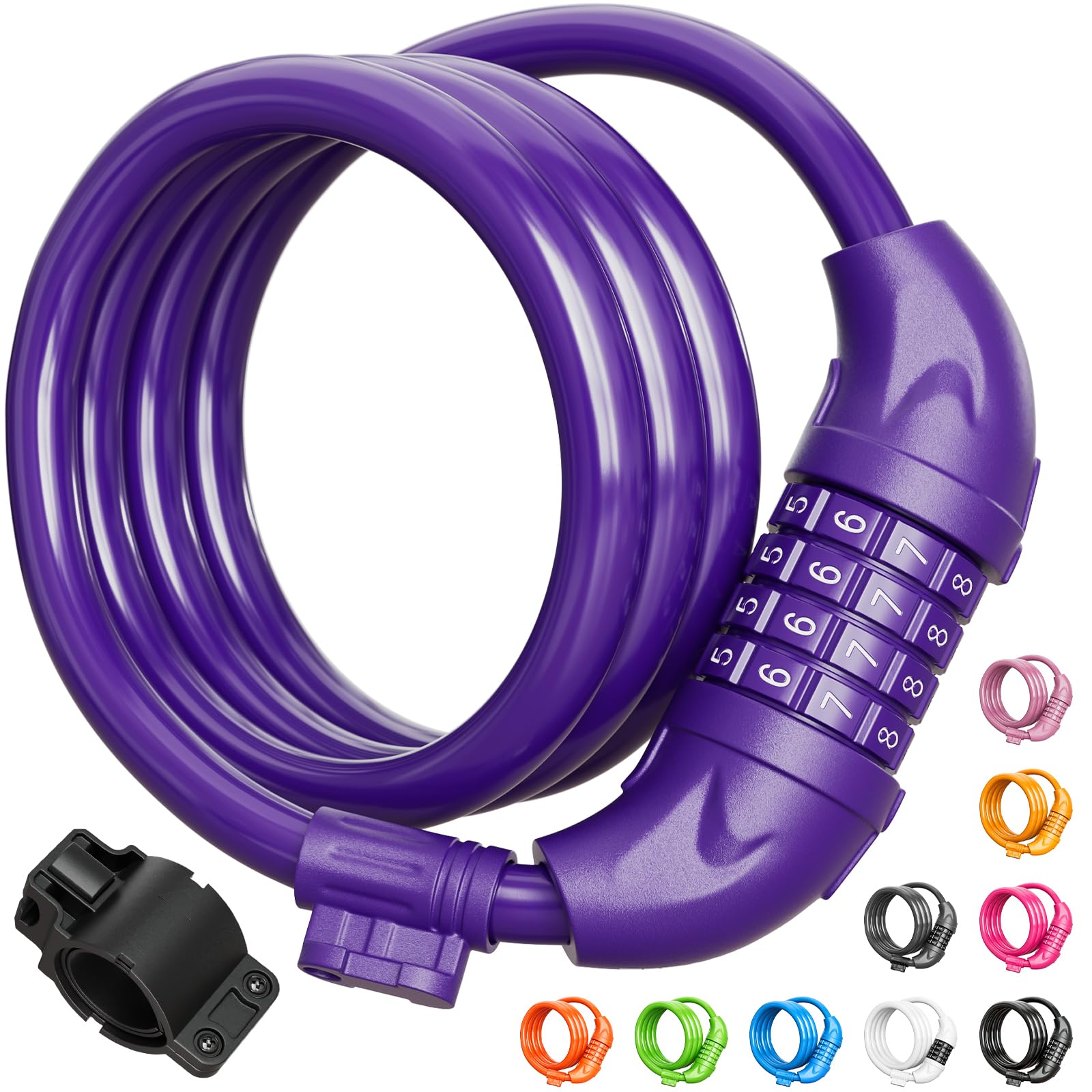 Titanker Bike Lock, Bicycle Lock 4 Feet Cable Lock 1/2 Inch Resettable Bike Lock Combination with Mounting Bracket, Bike Accessories for Bicycle, Electric Scooter, Motorcycle