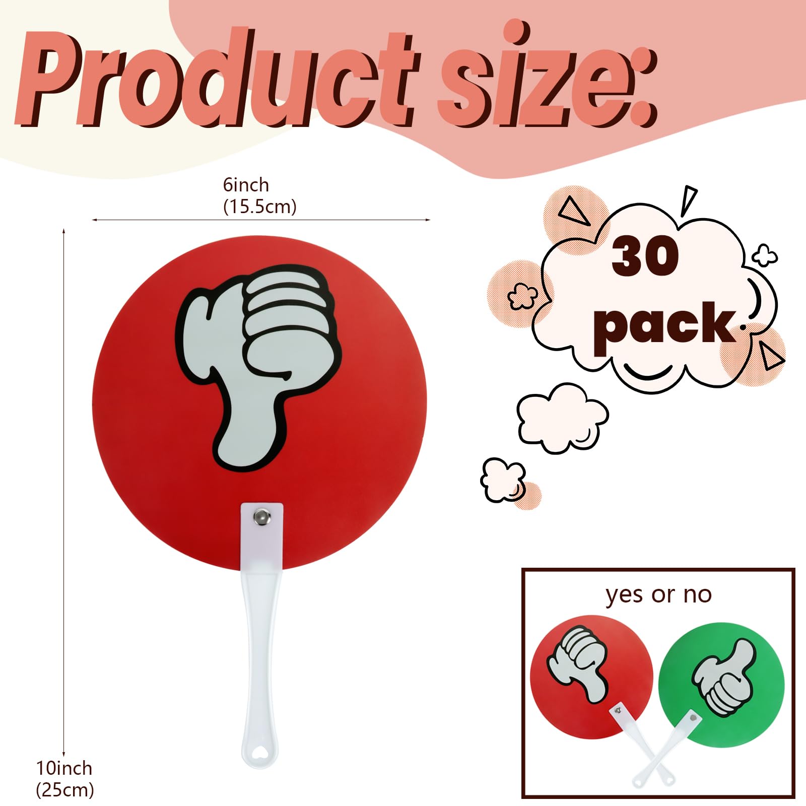 30 Pack Thumbs up Thumbs Down Classroom Voting Paddles Small Group Classroom Supplies Teacher Supplies, Yes or No Classroom Signs Student Supplies - Image 2