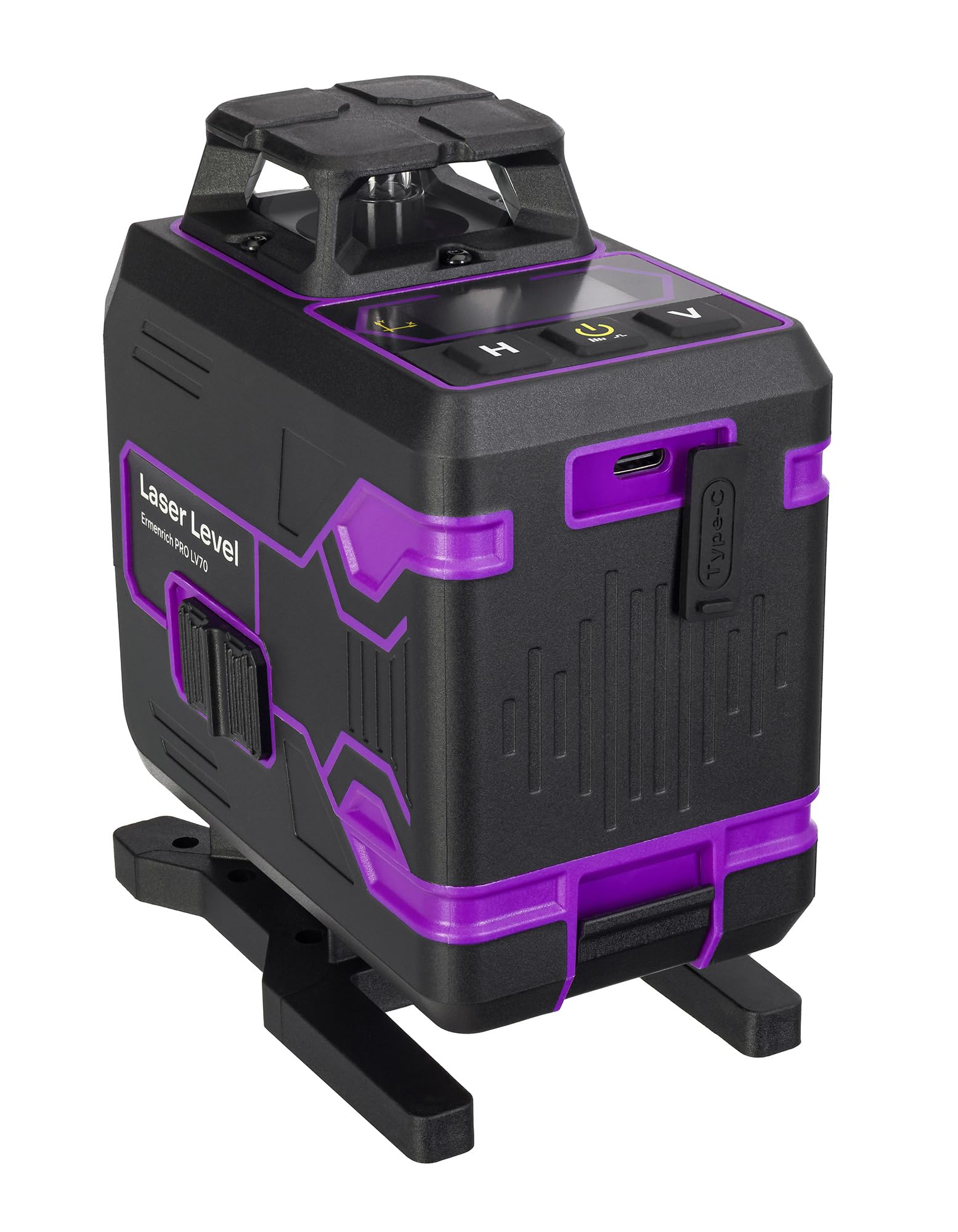 PRO LV70 Samopoziomujący Poziomica Laserowa Tryb Impulsowy 30 m 4D 16 Linii 360° IP54 Pilot Zdalnego Sterowania Mikropodnośnik Podstawa Statyw Uchwyt 2 Akumulatory Li Ion Typ C W Zestawie