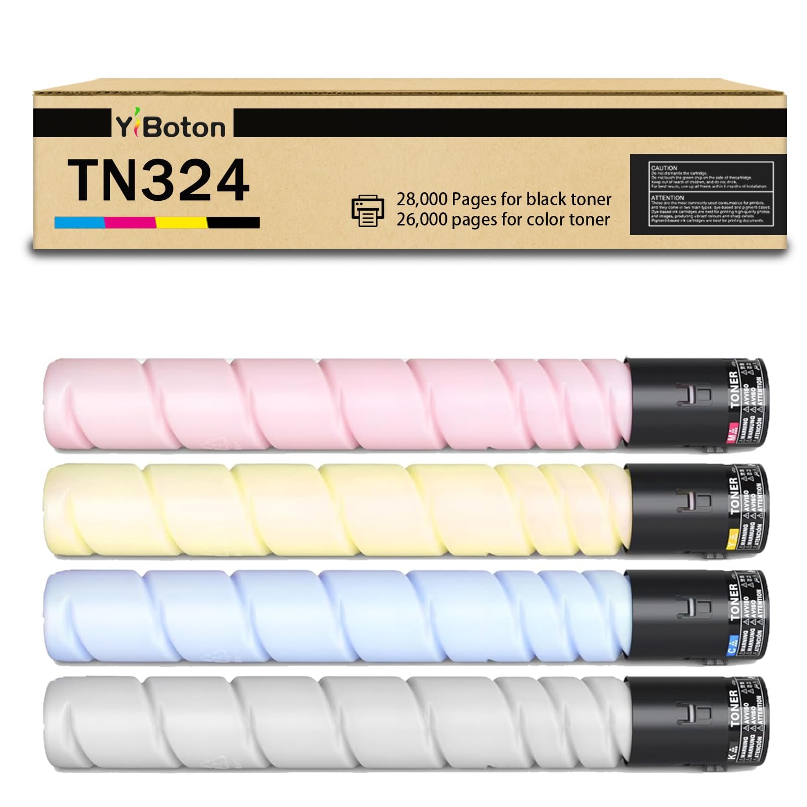 High Yield TN324 TN-324 Toner Cartridge with New Chip 4PK Compatible with Konica Minolta bizhub C258 C308 C368 Printer (A8DA130 A8DA430 A8DA330 A8DA230)